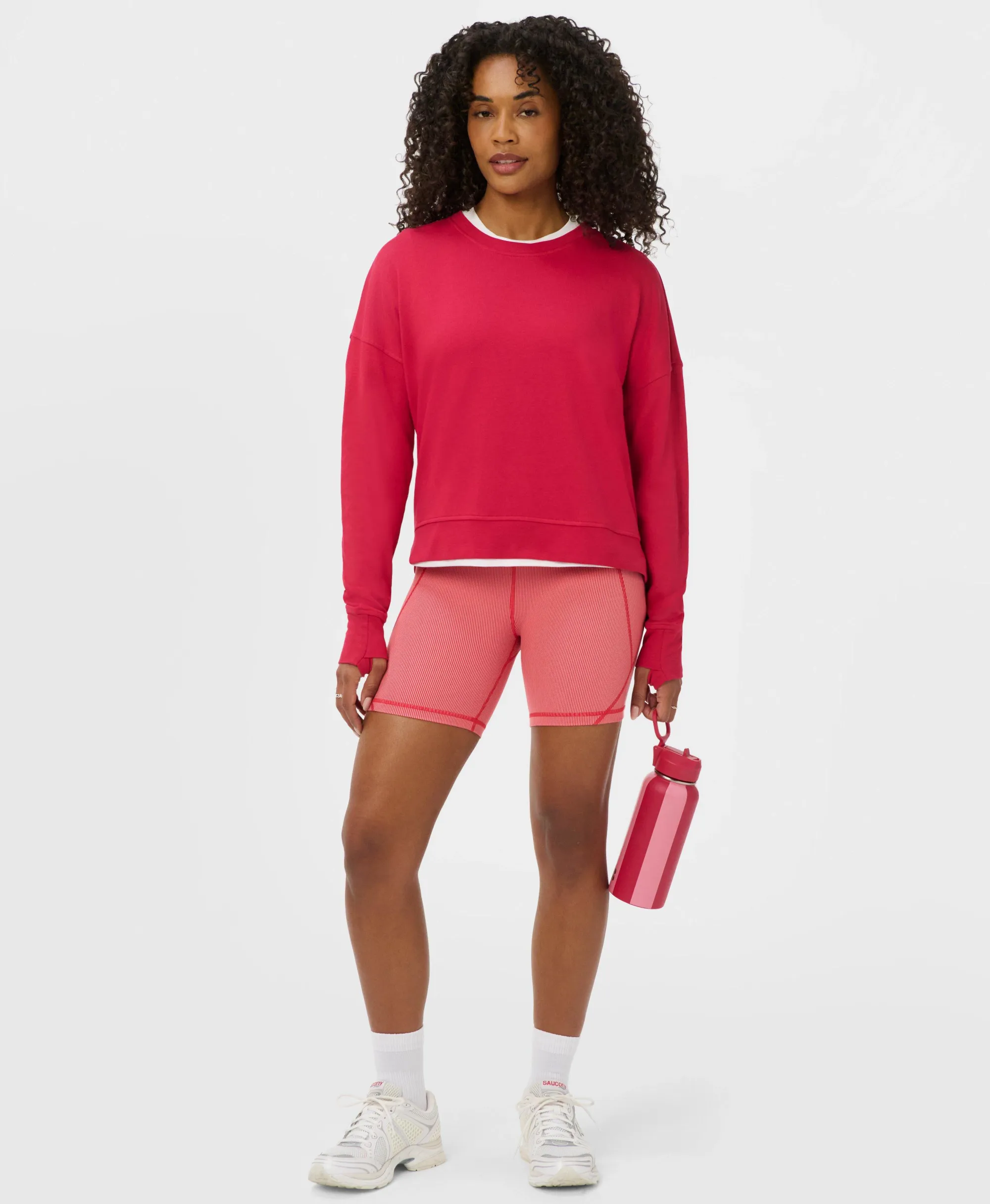 Sweaty Betty After Class Crop Sweatshirt, Red, Women's XS