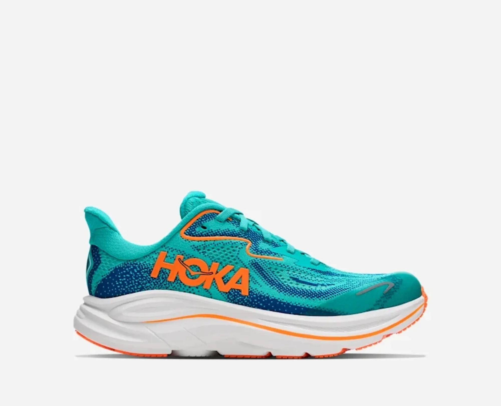 Hoka Kid's Clifton 10 Road Running Shoes In Night Glow Blue/Electric Aqua