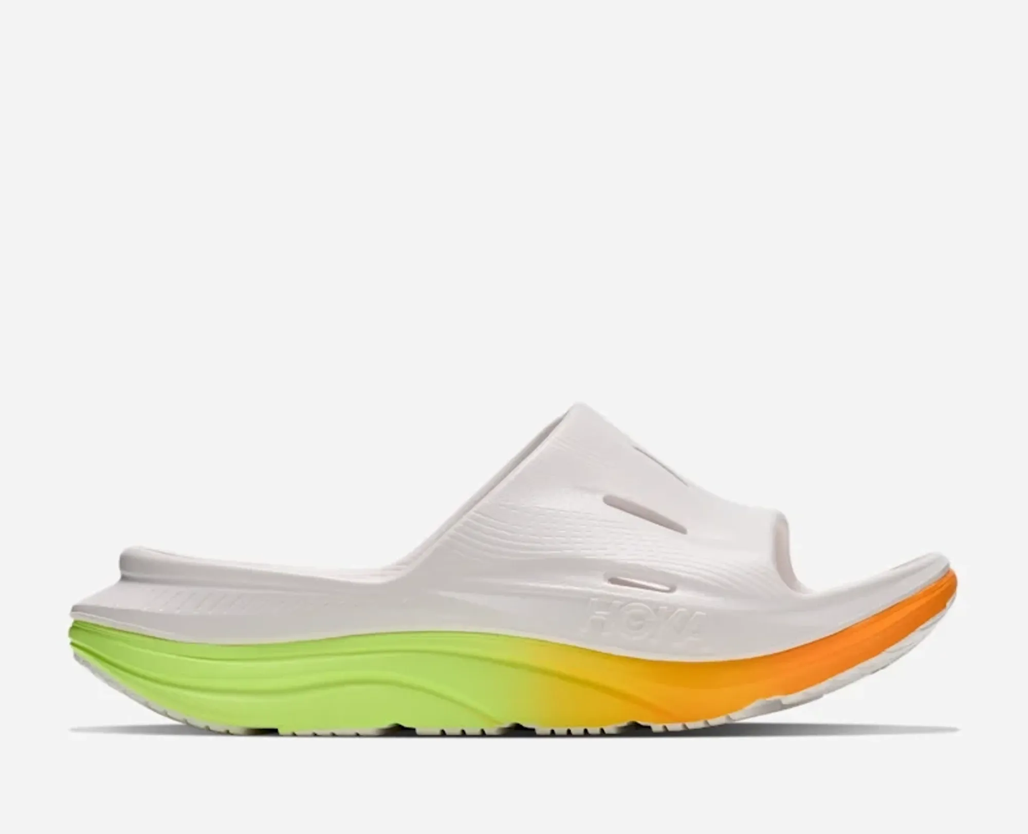 Hoka Ora Recovery Slide 3 In White/Neon Yuzu