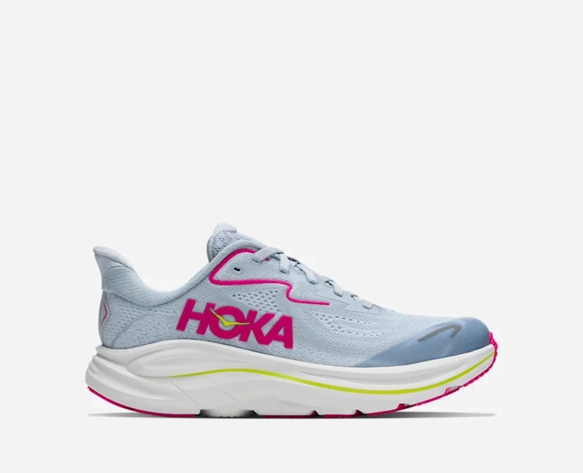 Hoka Kid's Clifton 10 Road Running Shoes In Overcast/Neon Dragonfruit