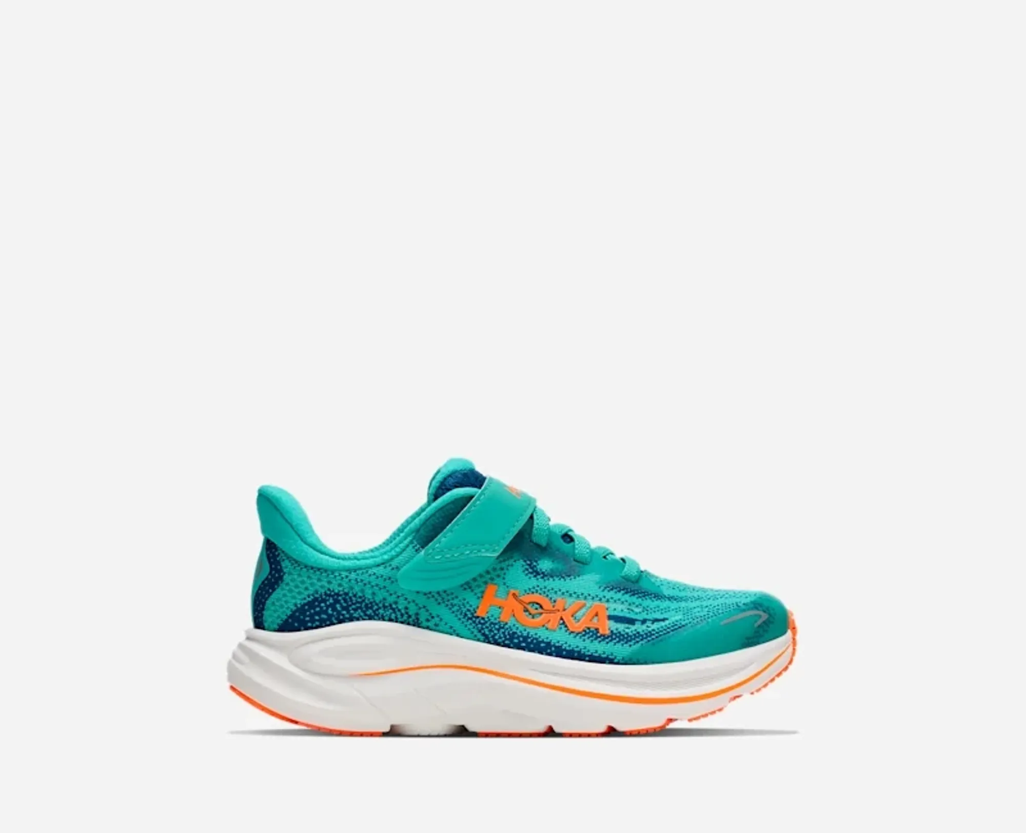 Hoka Kid's Clifton 10 Road Running Shoes In Night Glow Blue/Electric Aqua