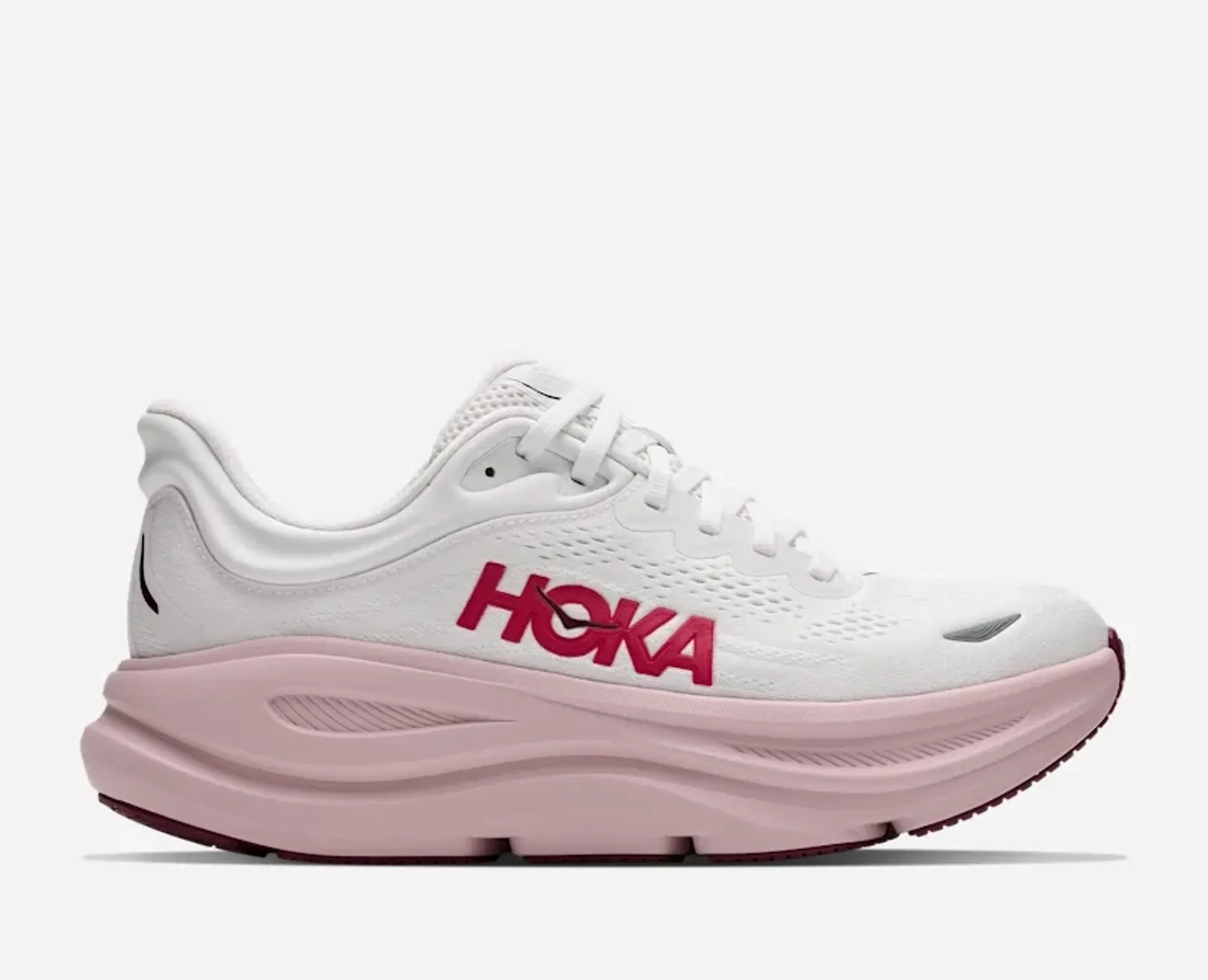 Hoka Women's Bondi 9 Road Running Shoes In White/Pink Opal