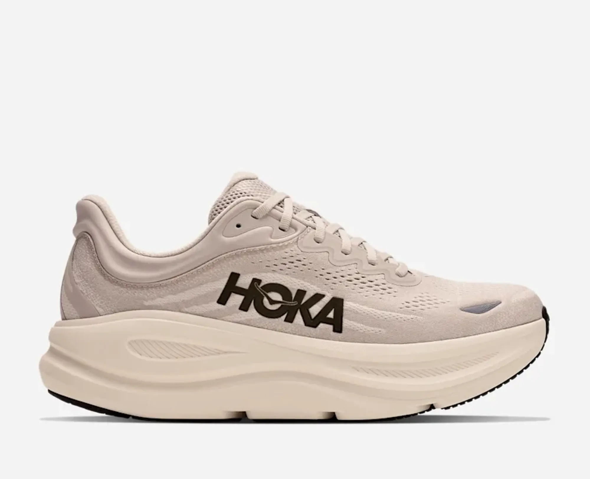 Hoka Men's Bondi 9 Road Running Shoes In River Rock Grey/Alabaster