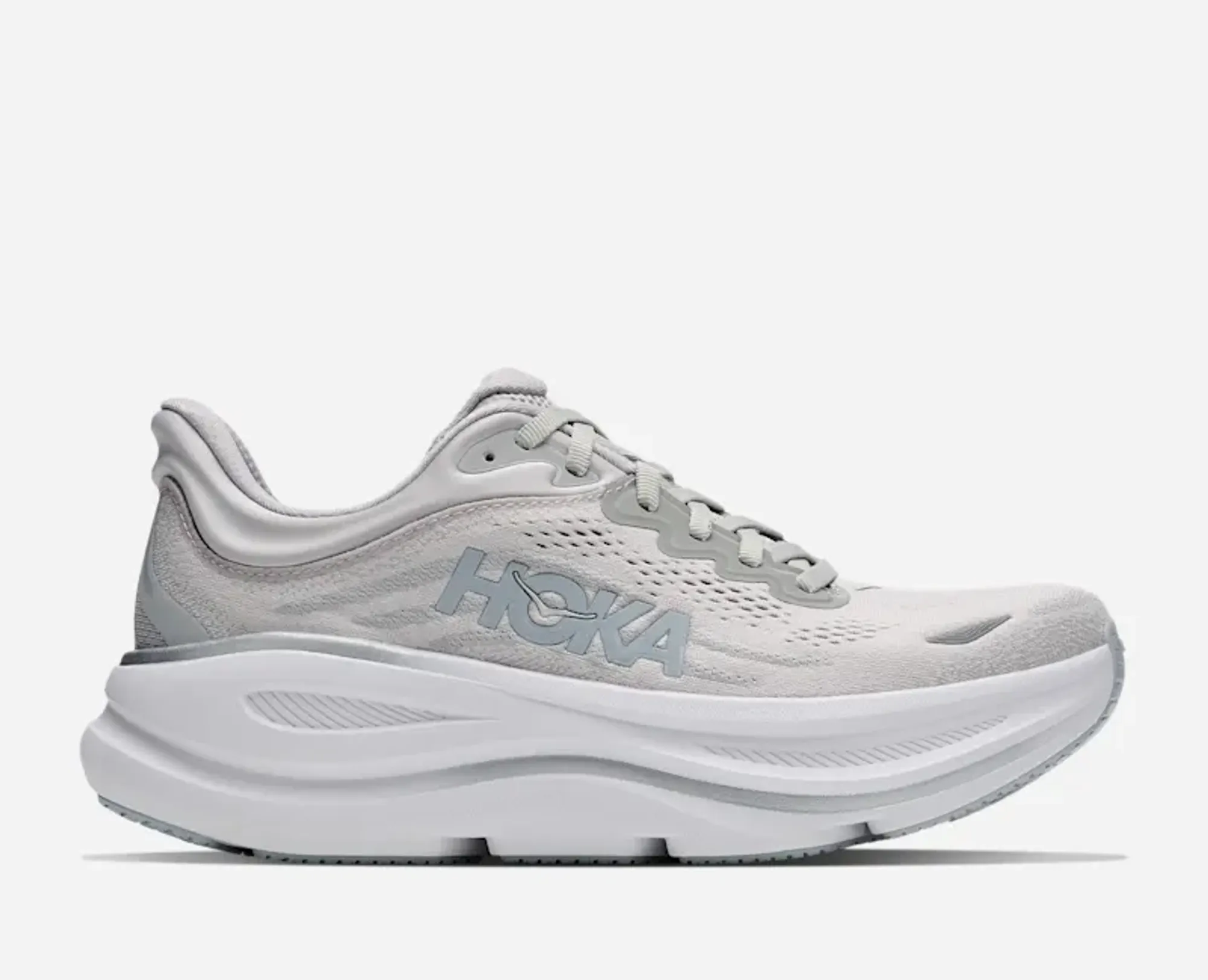 Hoka Women's Bondi 9 Road Running Shoes In Stardust/Mineral Blue