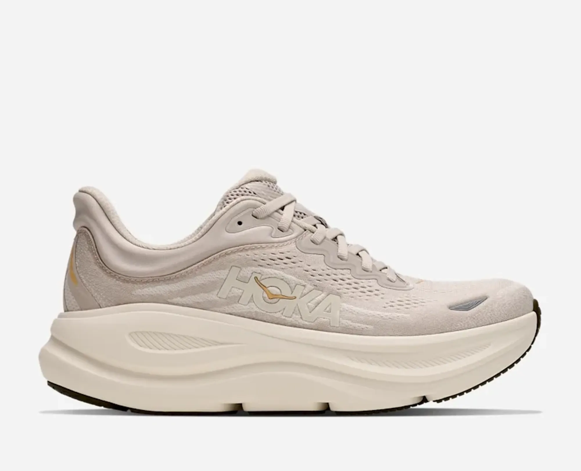 Hoka Women's Bondi 9 Road Running Shoes In River Rock Grey/Alabaster