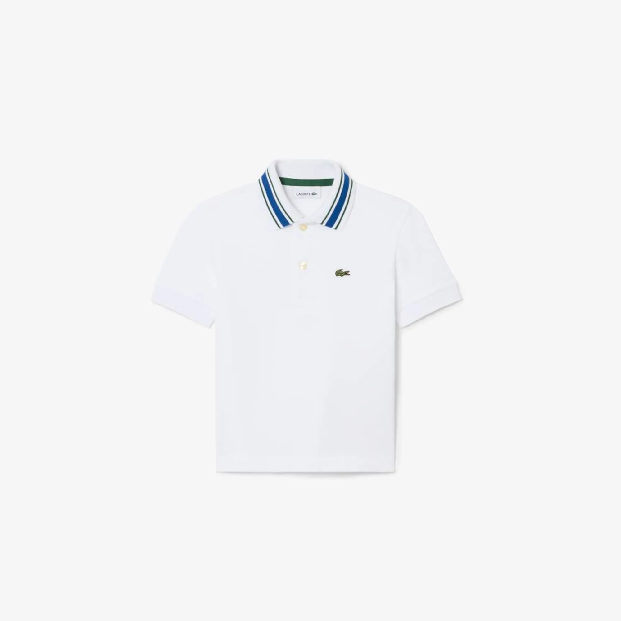 Lacoste Stripe Collar Petit Piqué Polo Shirt - White