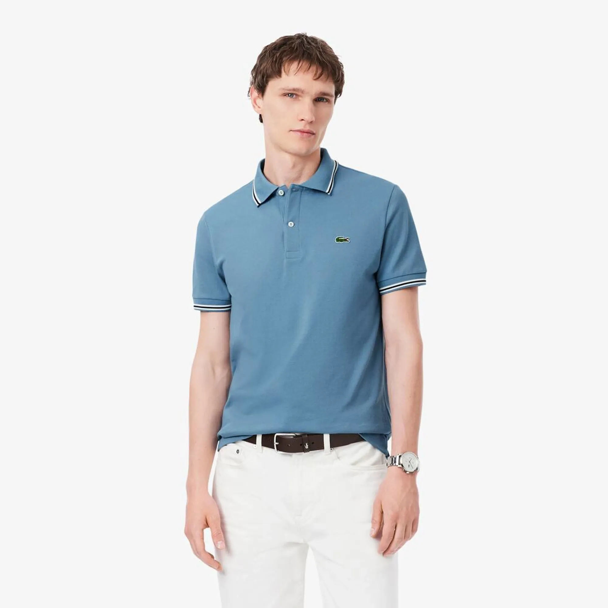 Lacoste Regular Fit Trim Accent L.12.12 Polo Shirt - Grayish Blue