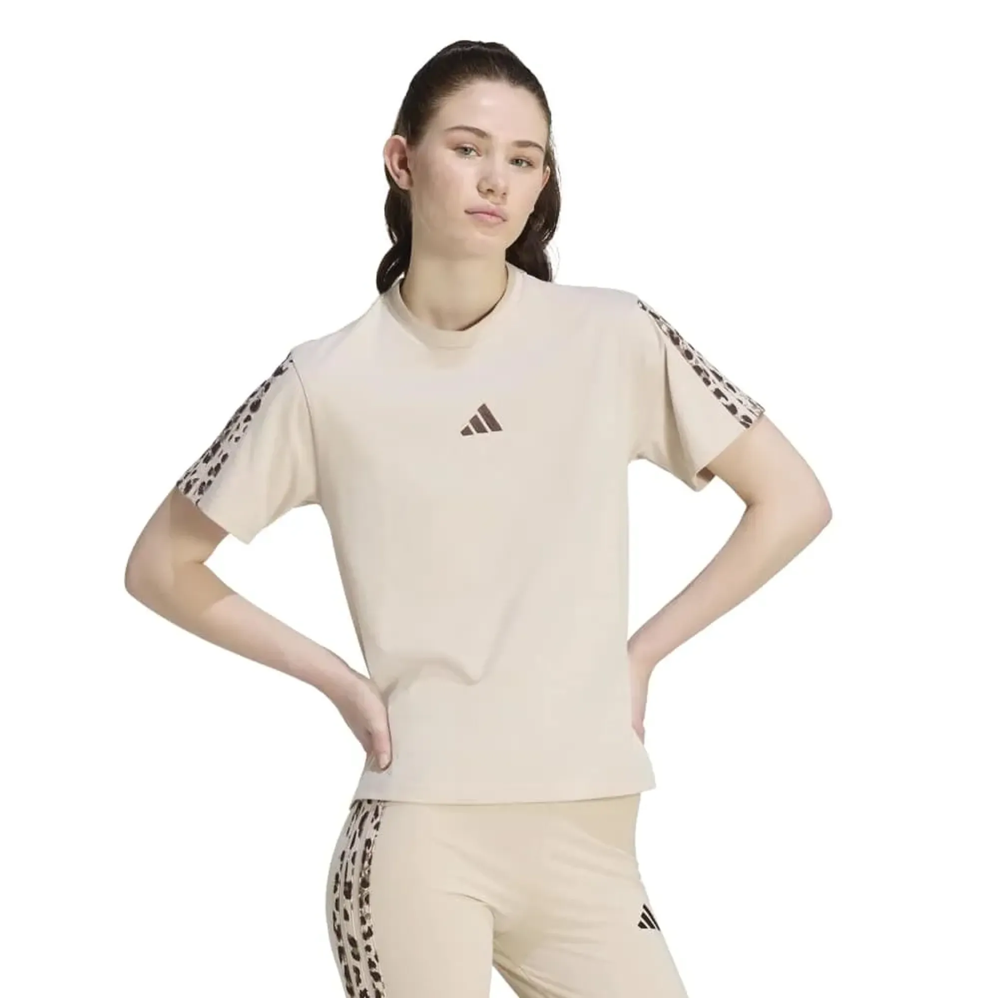 Adidas Seasonal Essentials Animal Print 3 Stripes Short Sleeve T-shirt
