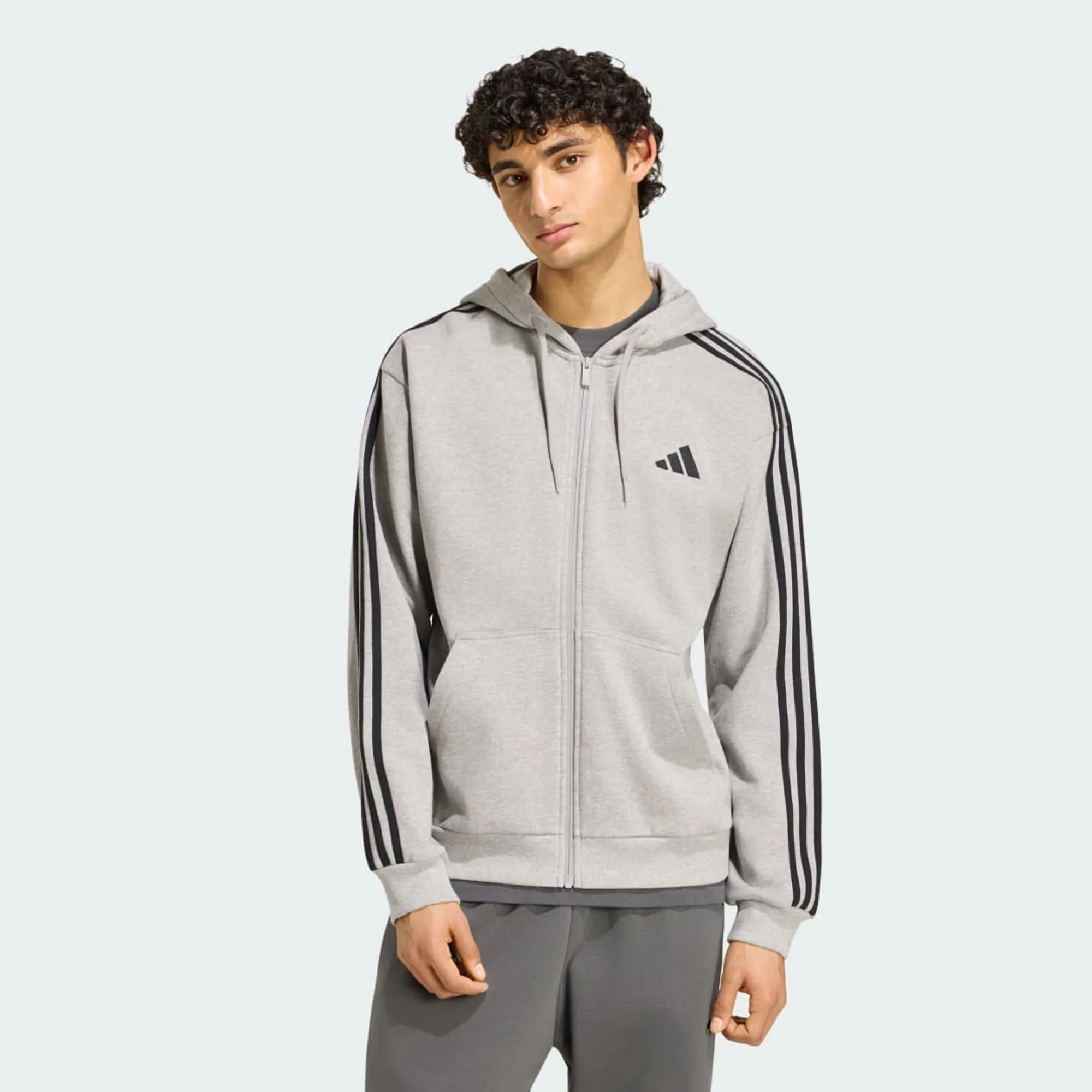 adidas Essentials 3-Stripes French Terry Full-Zip Hoodie