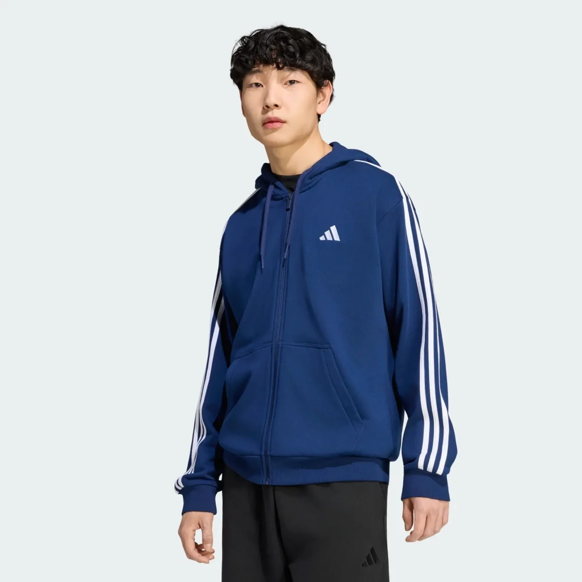 adidas Essentials 3-Stripes French Terry Full-Zip Hoodie
