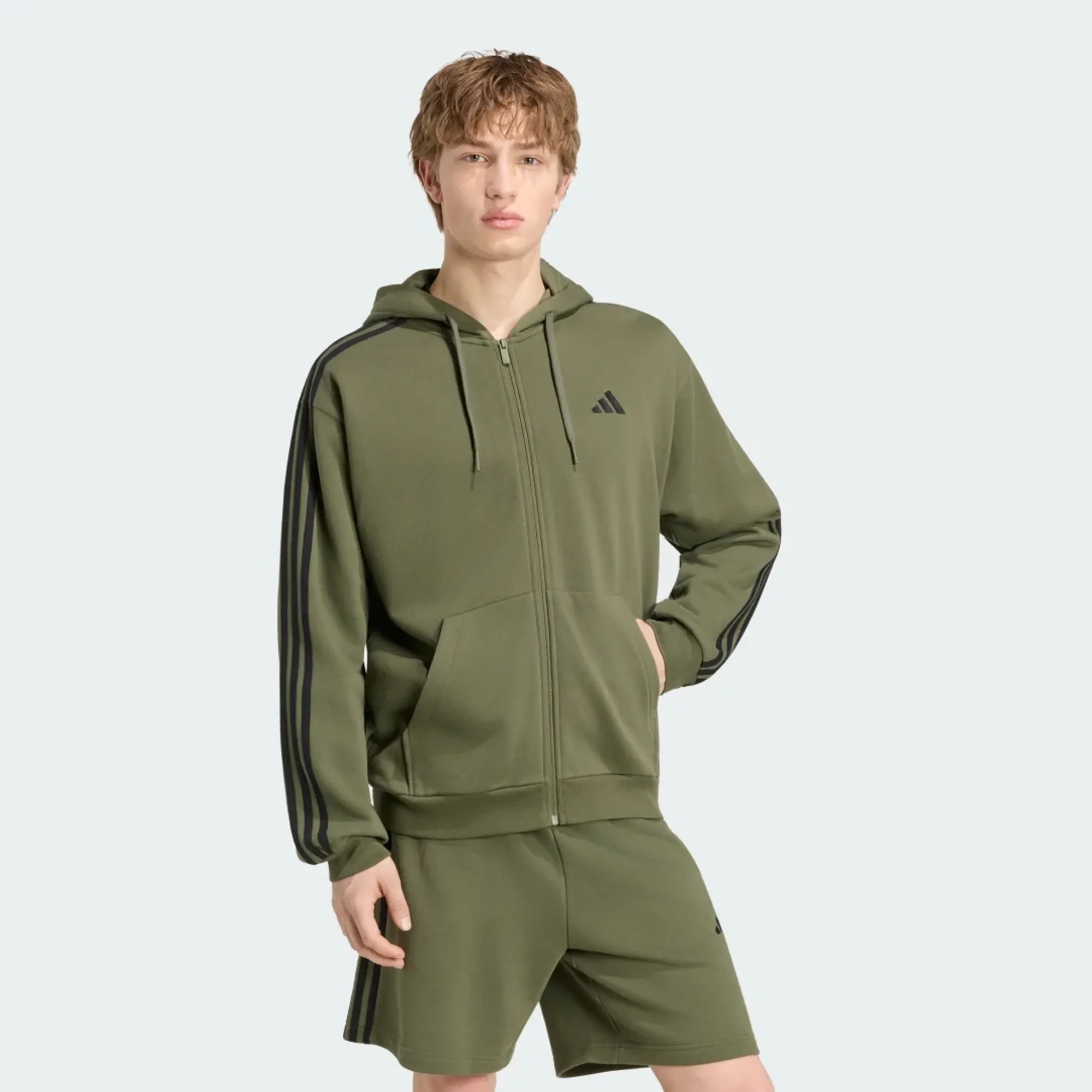 adidas Essentials 3-Stripes French Terry Full-Zip Hoodie