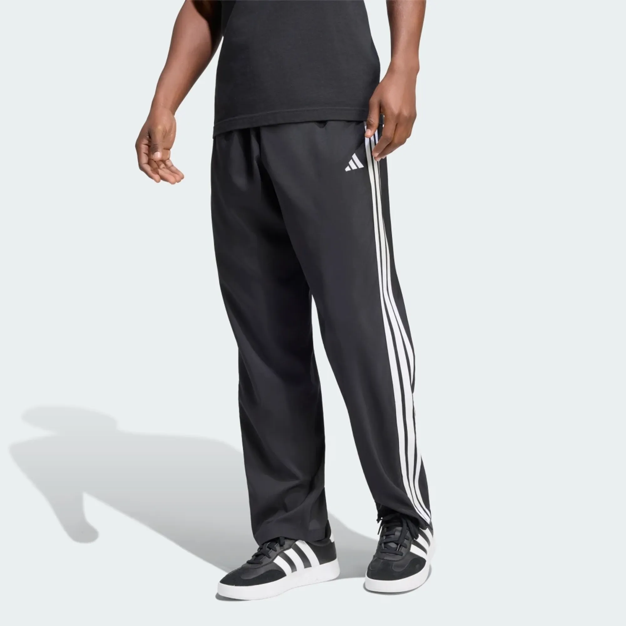 adidas Essentials 3-Stripes Stanford Lite Woven Tapered Open Hem Tracksuit Bottoms
