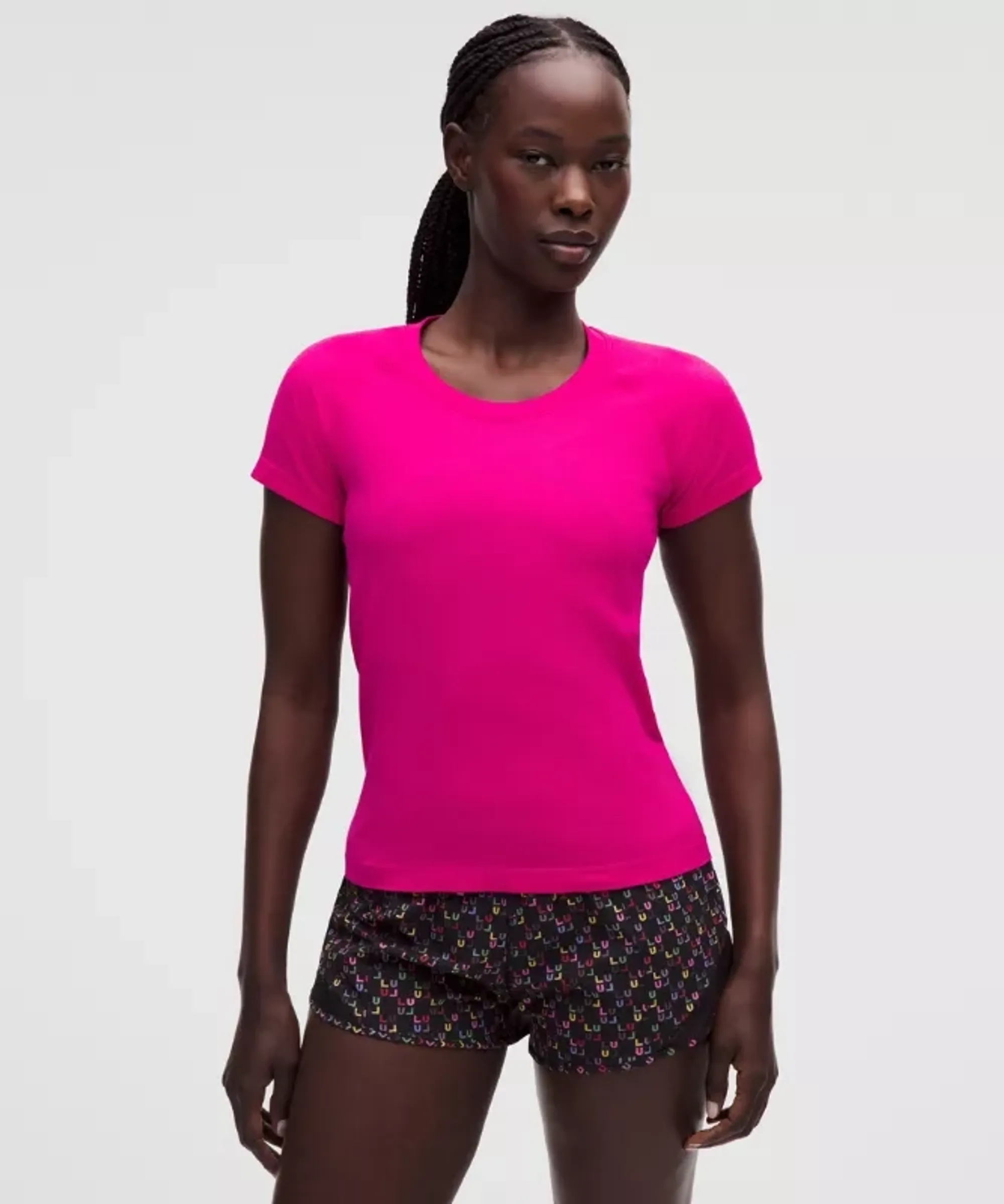 lululemon – Women's Swiftly Tech Short-Sleeve Shirt 2.0 Waist Length – Color Pink/Neon – Size 14