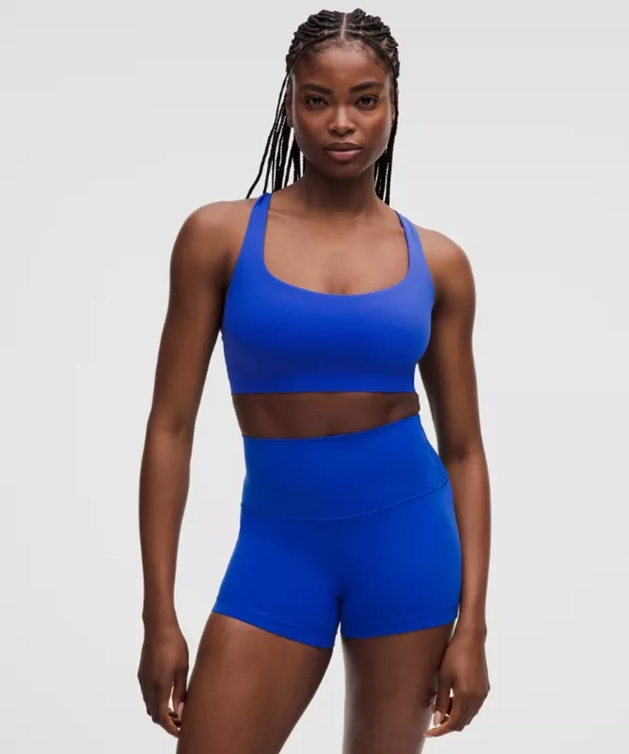 lululemon – Women's FlexyFlex Strappy Yoga Sports Bra Light Support, D-DDD Cups – Color Blue – Size Small/Medium