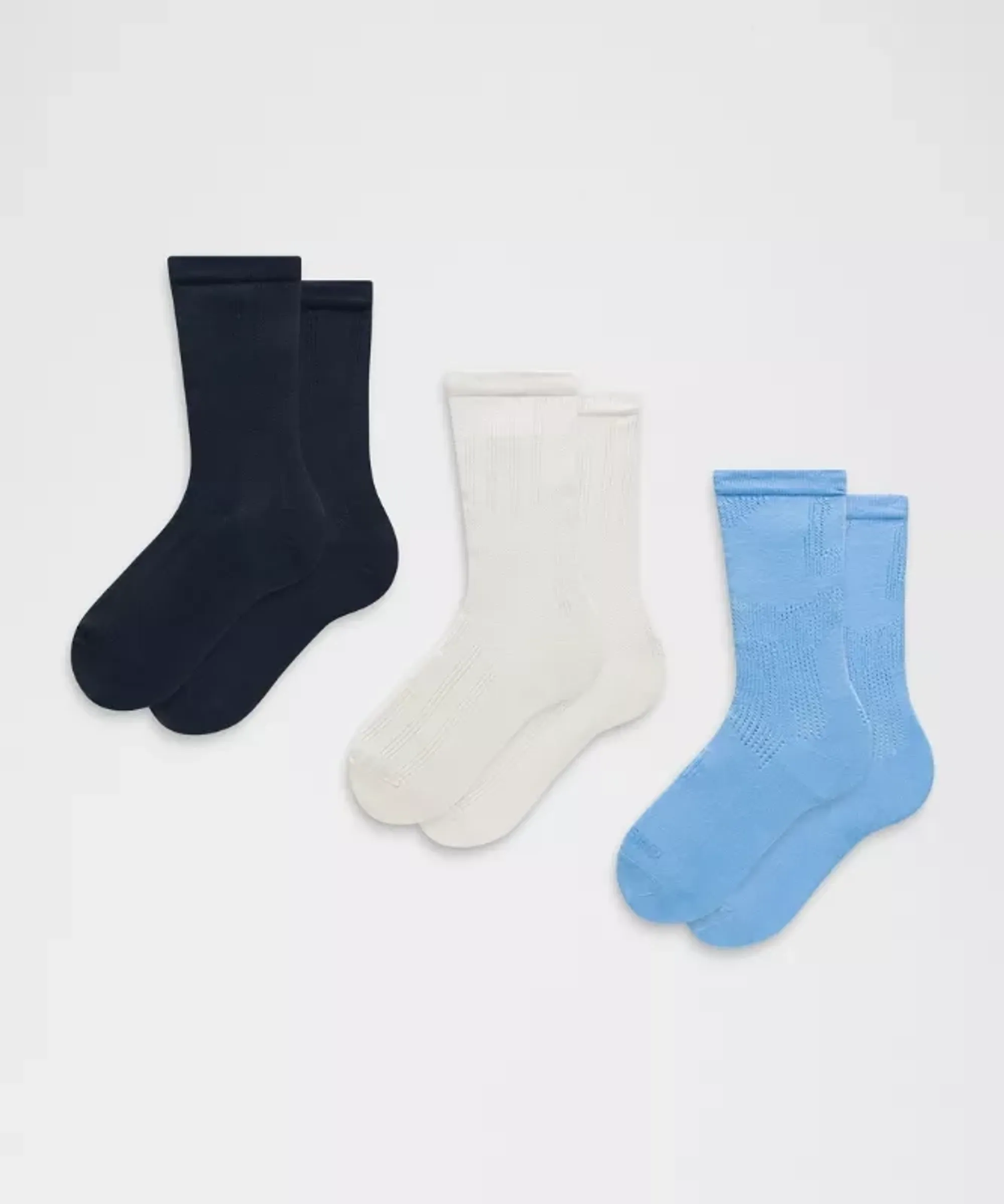 lululemon – Open-Knit Crew Socks 3 Pack SLNSH Collection – Color Blue – Size Large