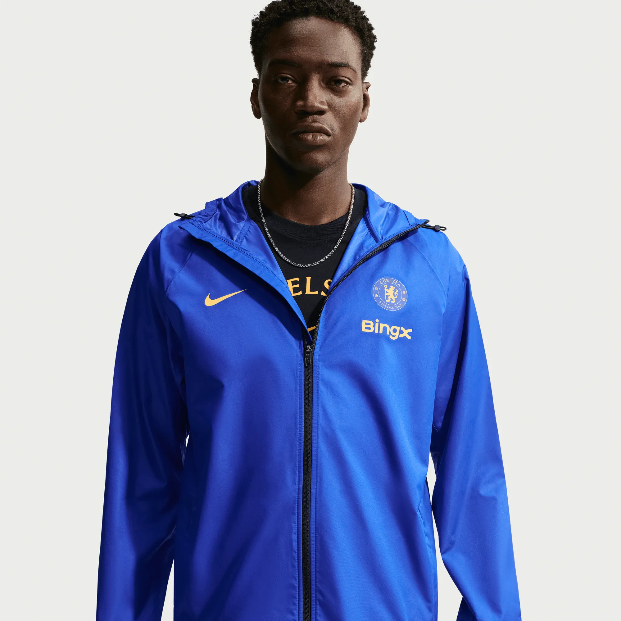 Chelsea Nike Academy Pro Hooded Rain Jacket - Bright Blue