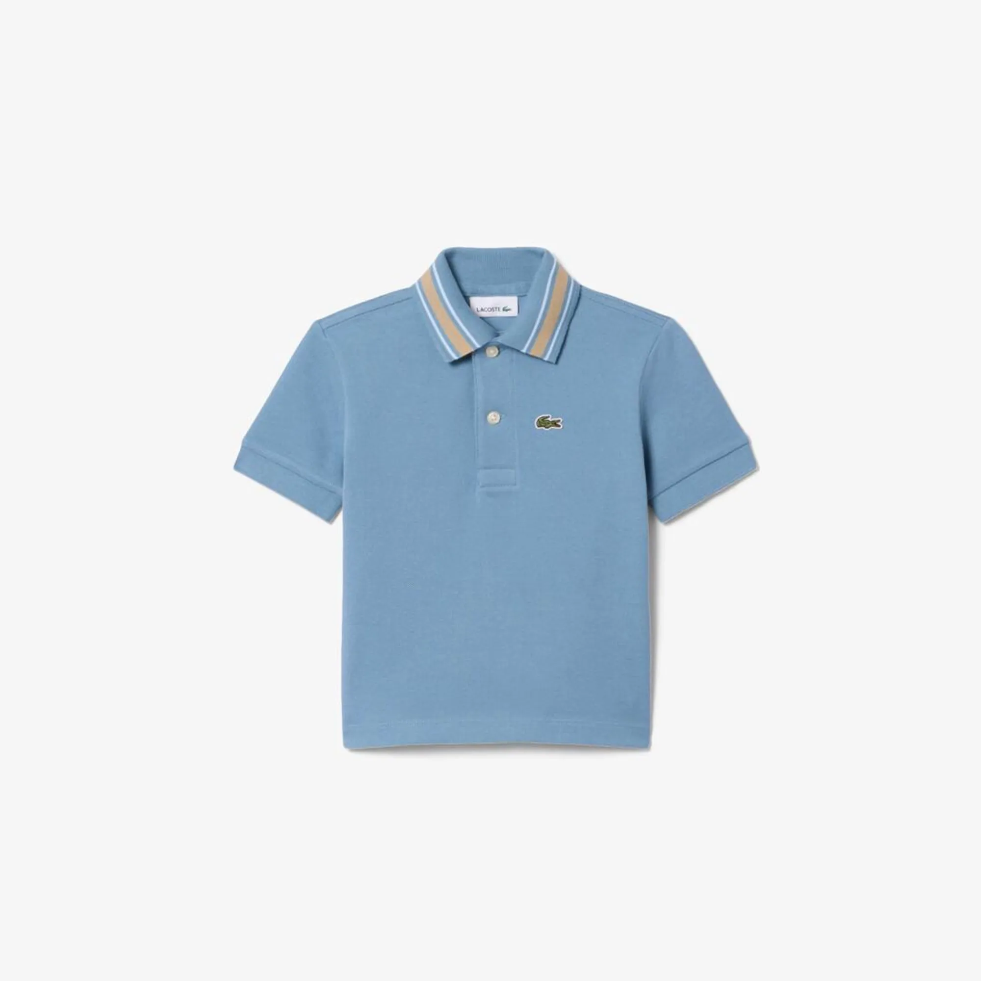 Lacoste Stripe Collar Petit Piqué Polo Shirt - Grayish Blue