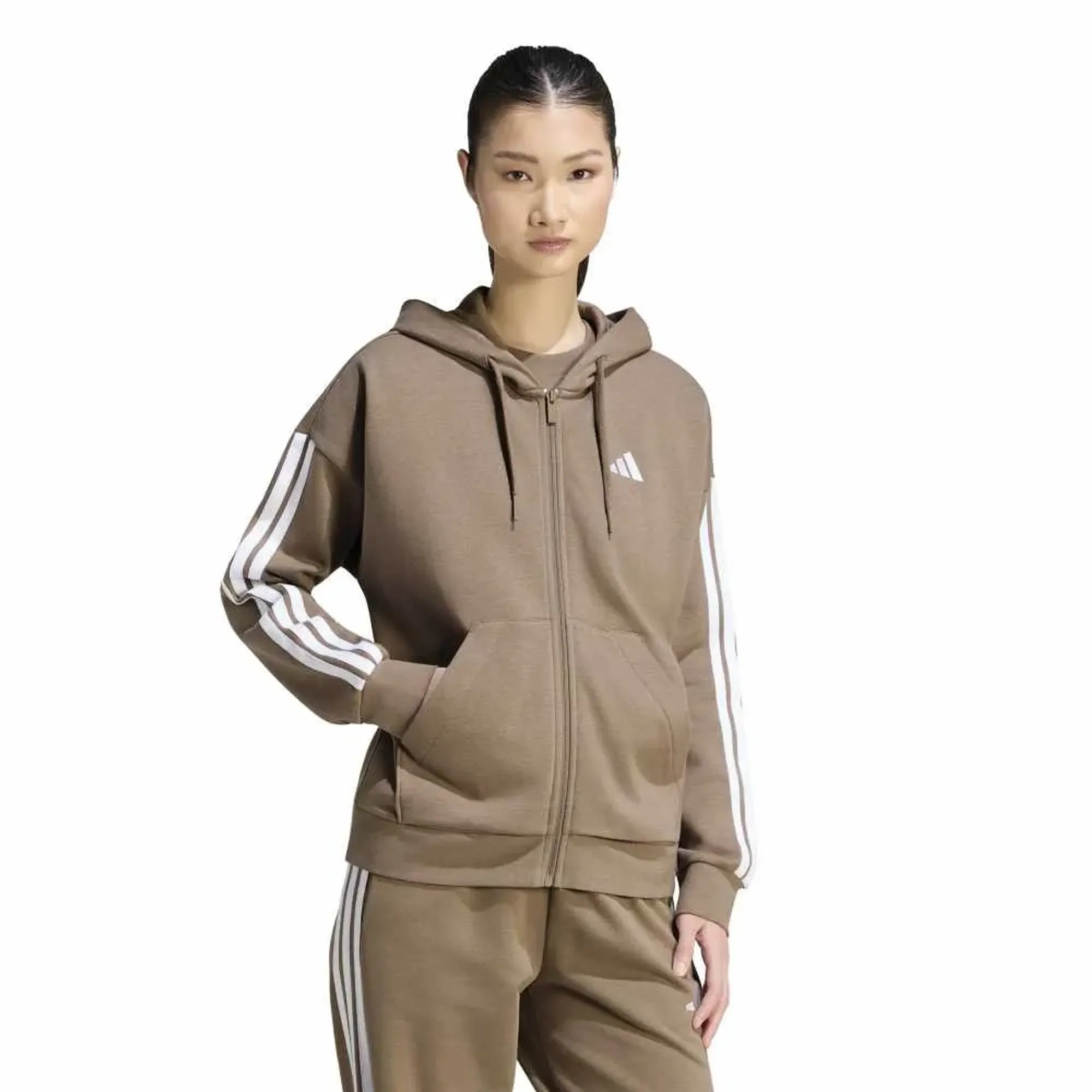 Adidas Essentials 3 Stripes Fleece Full Zip Sweatshirt