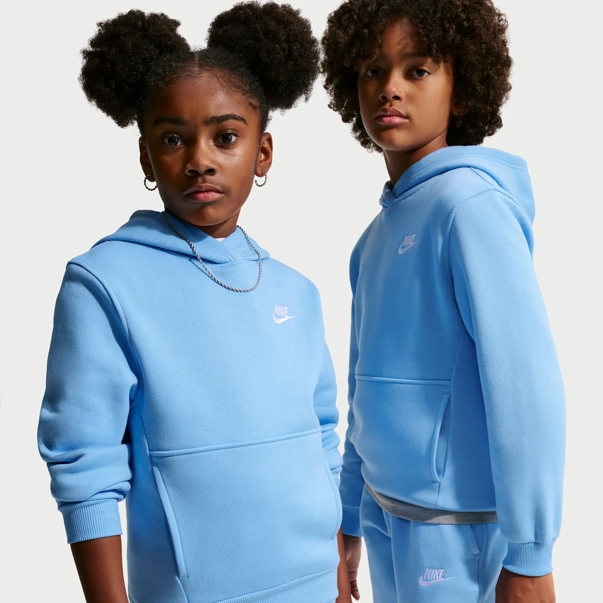Nike Club Fleece Older Kids' Pullover Hoodie - Blue - Fleece