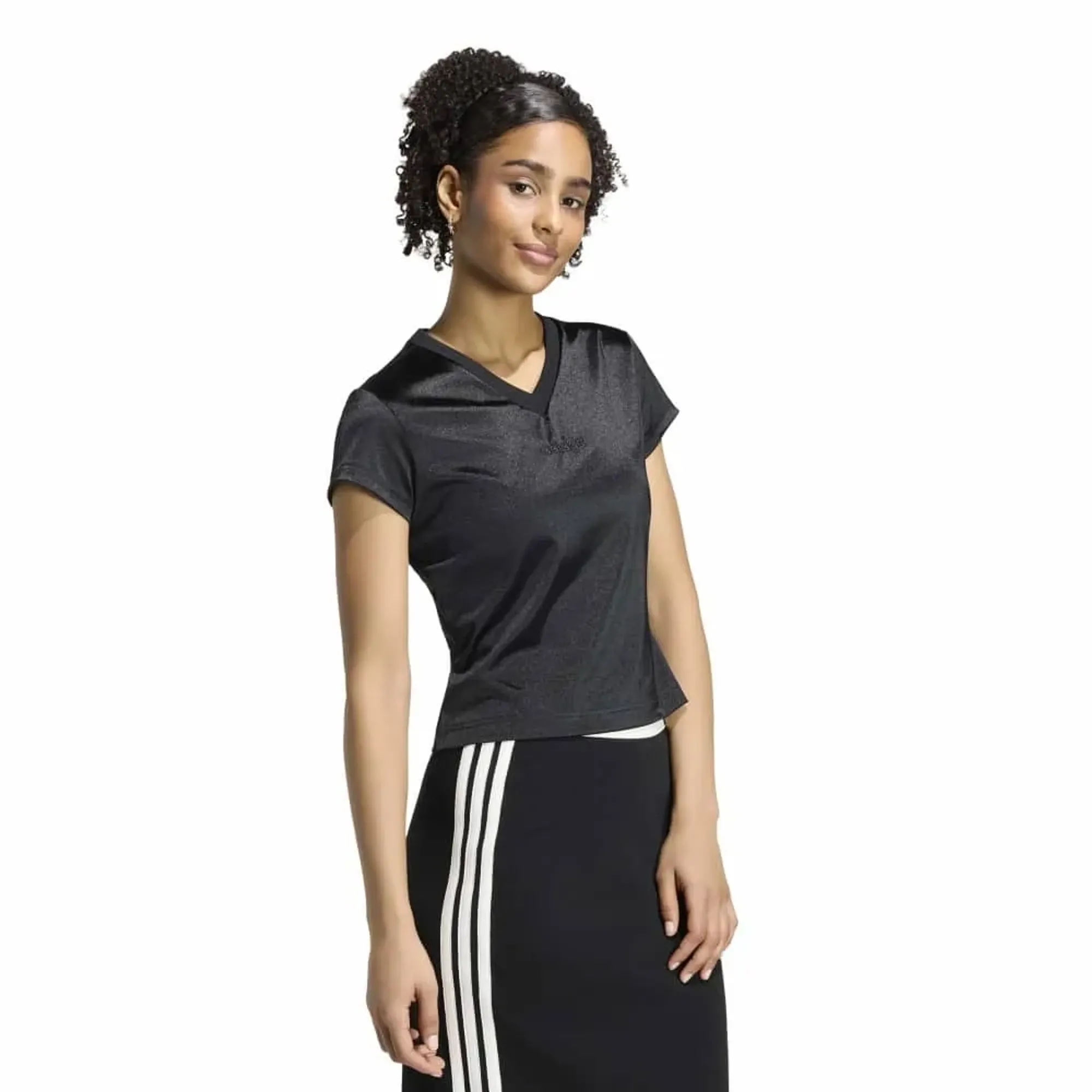 Adidas Seasonal Essentials Satin Short Sleeve V Neck T-shirt