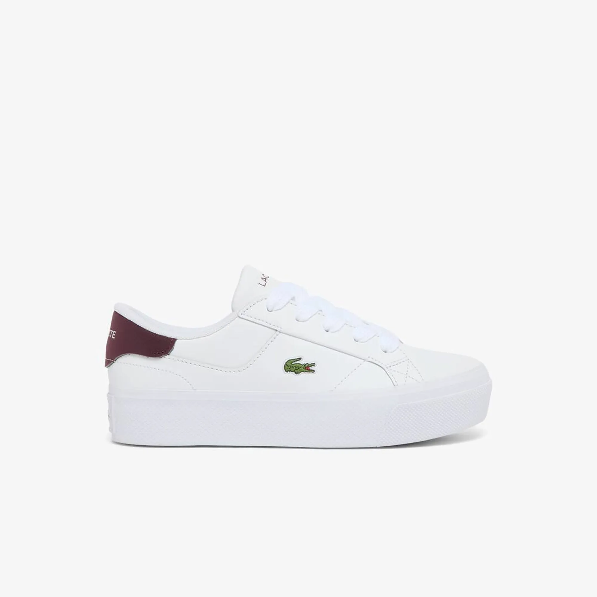 Lacoste Women's Ziane Platform Leather Sneakers - White & Burgundy