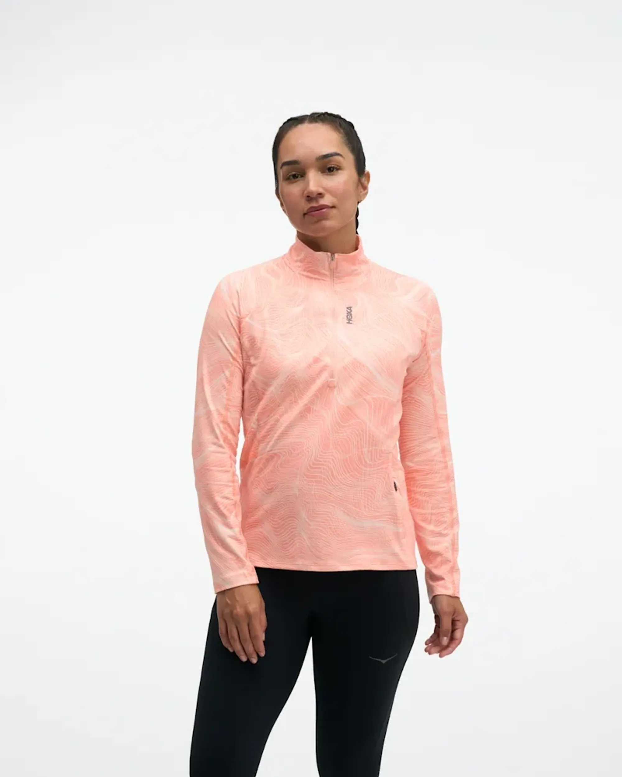 Hoka Women's Skyform Half Zip In Sunstone Prt