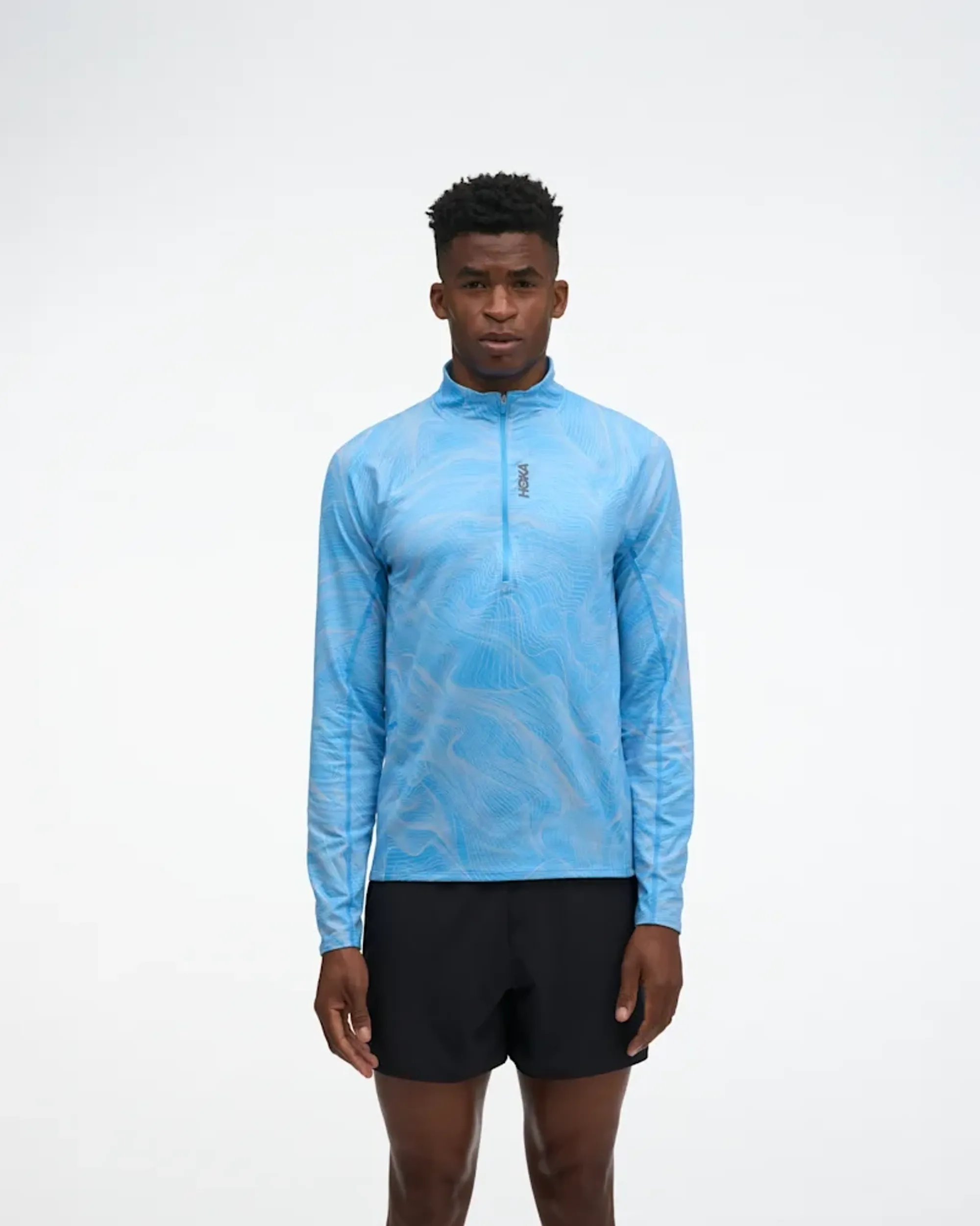 Hoka Men's Skyform Half Zip In Mineral Blue Prt