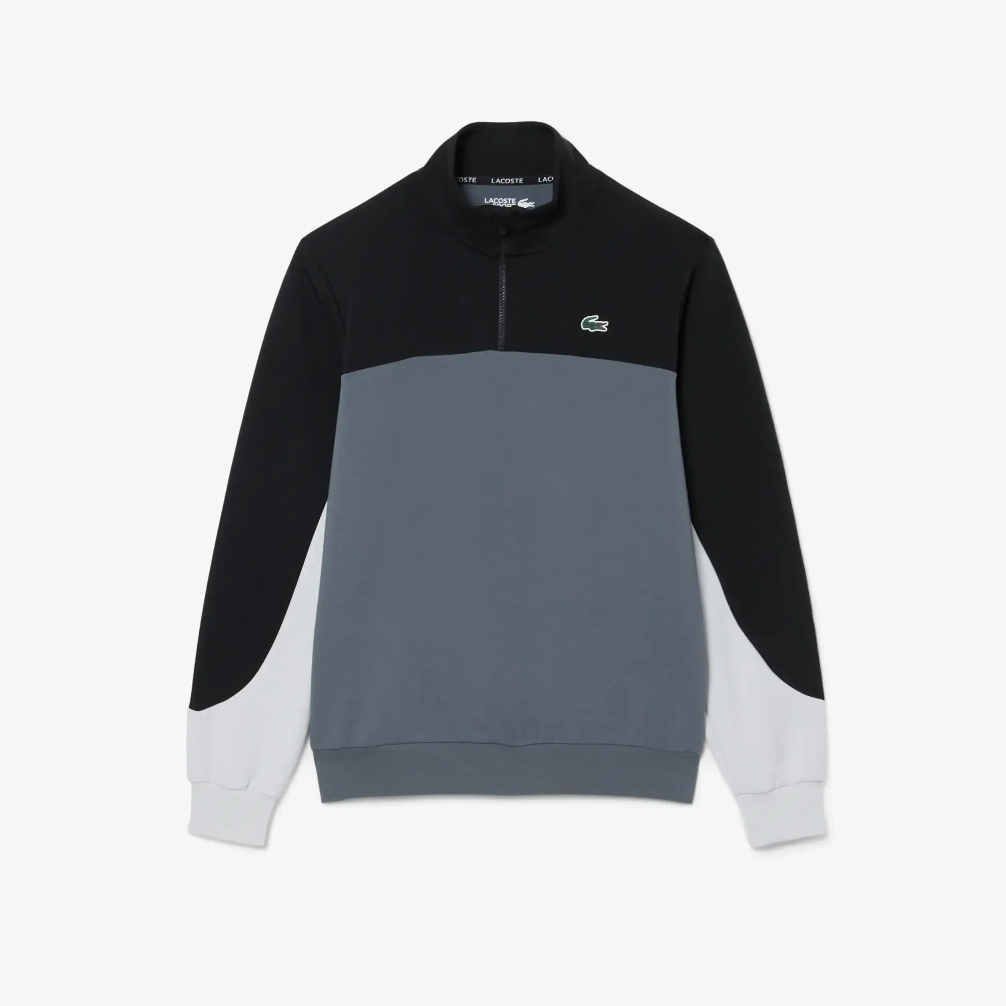 Lacoste Sport Quarter Zip Colour-Block Sweatshirt - Gris / Noir / Gris