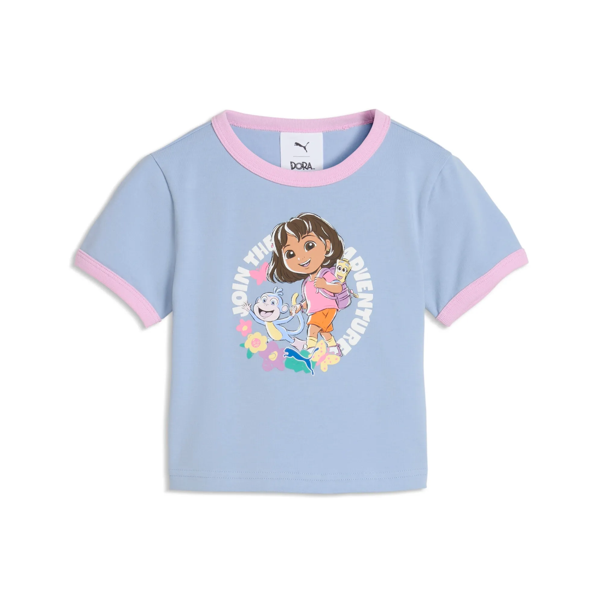 PUMA x DORA THE EXPLORER Slim Ringer T-Shirt Kids in Blue | Size 2-3 Youth