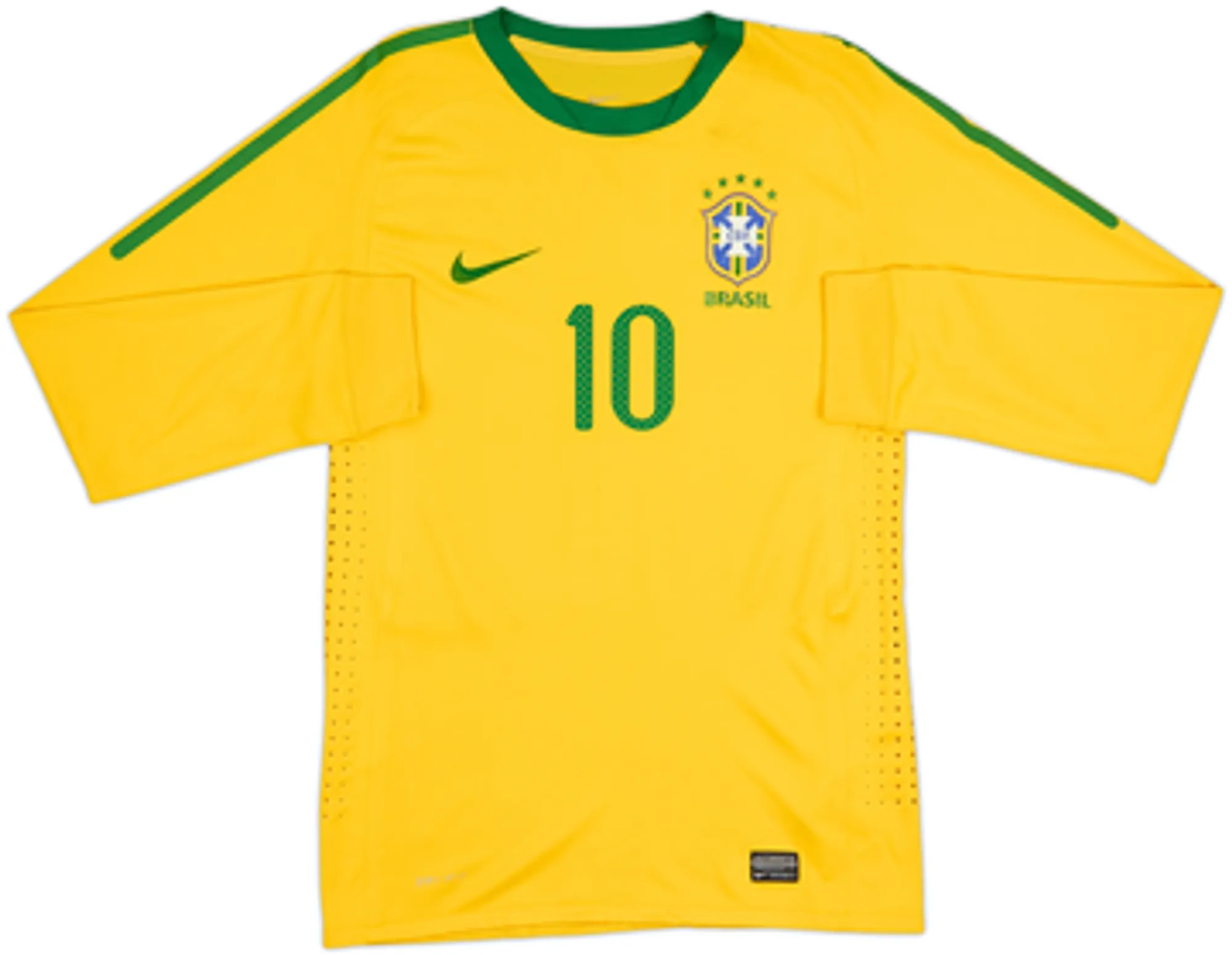 2010-11 Brazil Player Issue Home L/S Shirt Ronaldinho #10 - 6/10 - (M)