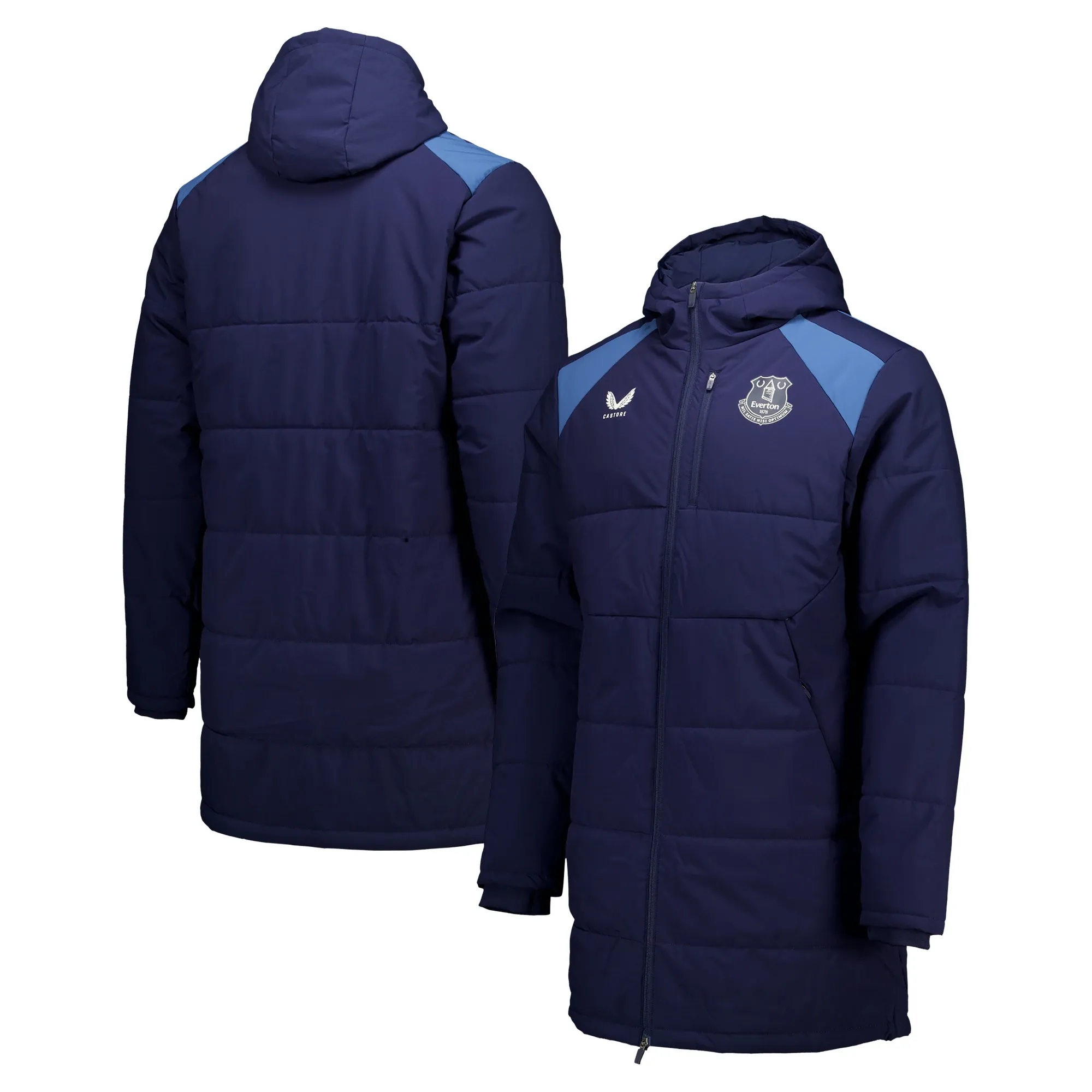 Everton Castore Coaches Training Bench Jacket - Dark Blue