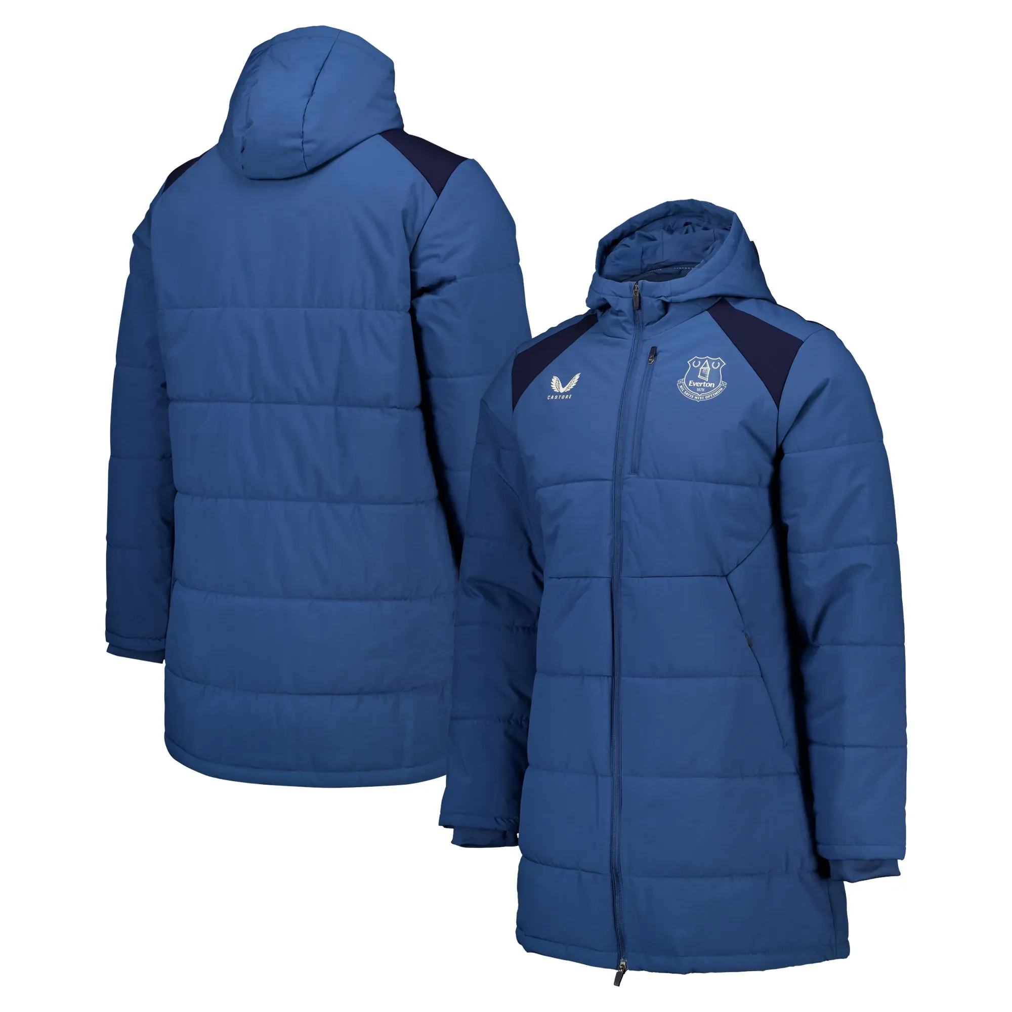 Everton Castore Coaches Training Bench Jacket - Dark Blue