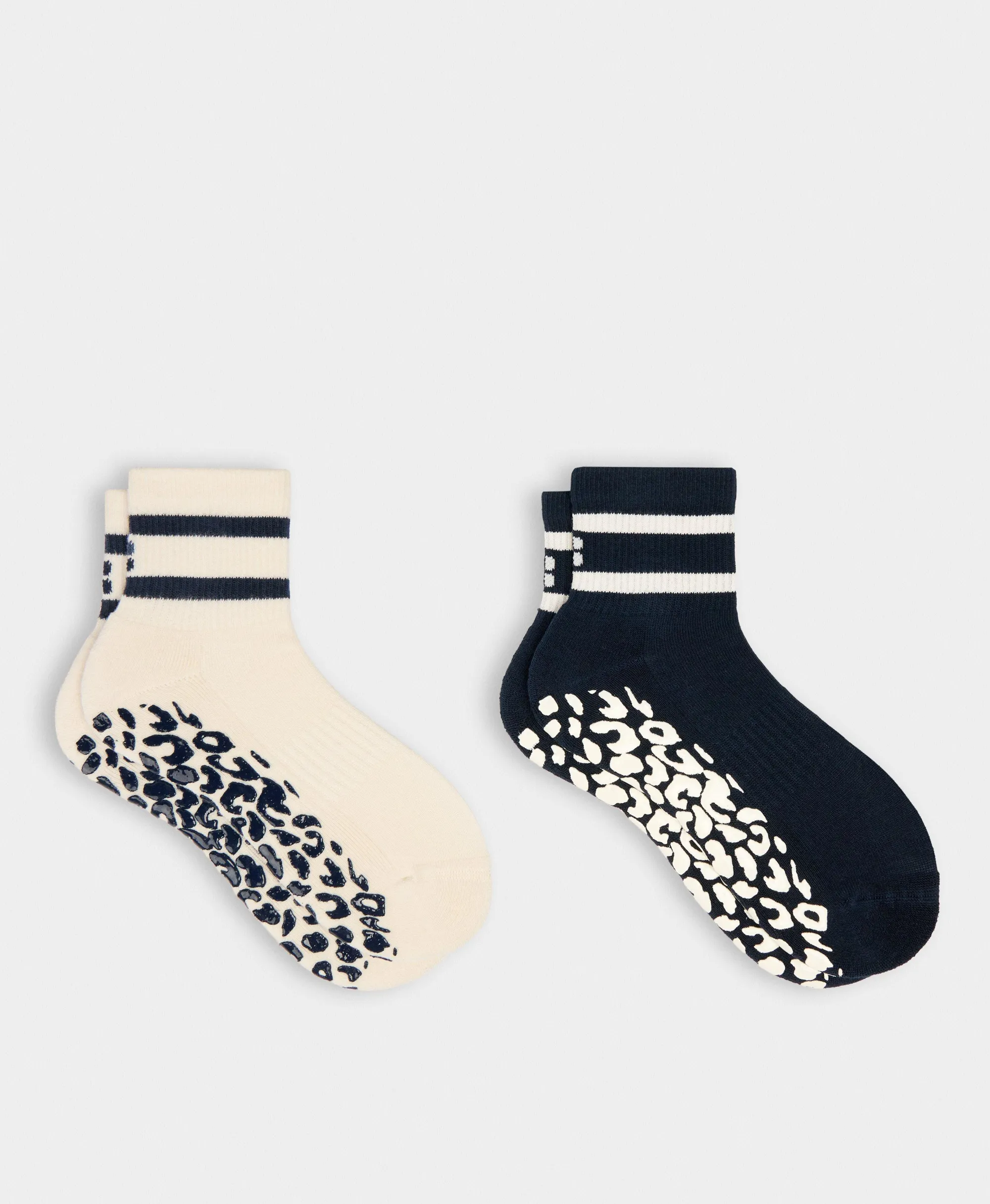 Sweaty Betty Animal Print Mini Pilates Crew Gripper 2 Pack, Blue,Neutral, Women's UK 2-5