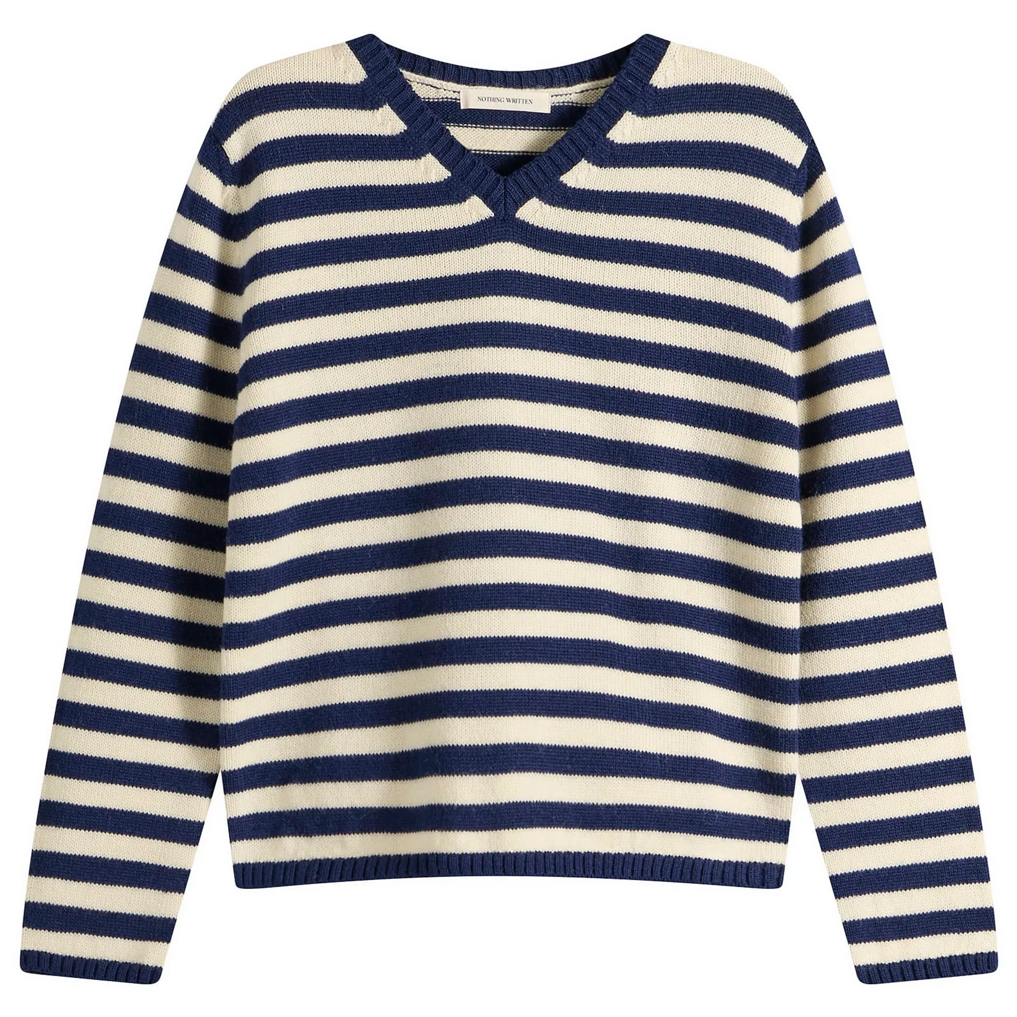 Nothing Written Women's Molly V-Neck Pullover Ivory Stripe