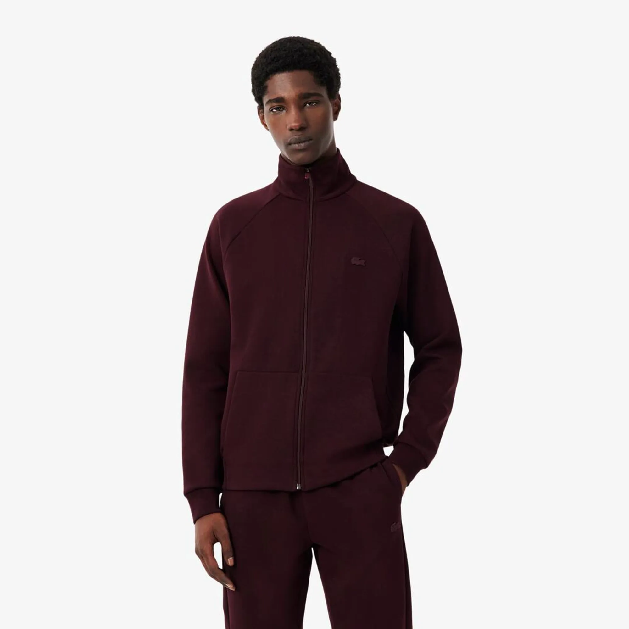 Lacoste Double Face Jersey Commuter Zipped Sweatshirt - Chestnut Brown