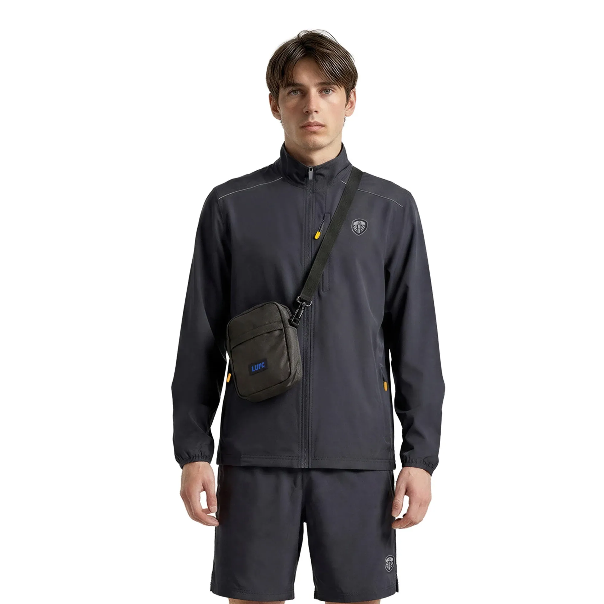 Leeds United Velocity Woven Track Jacket - Dark Grey - Mens