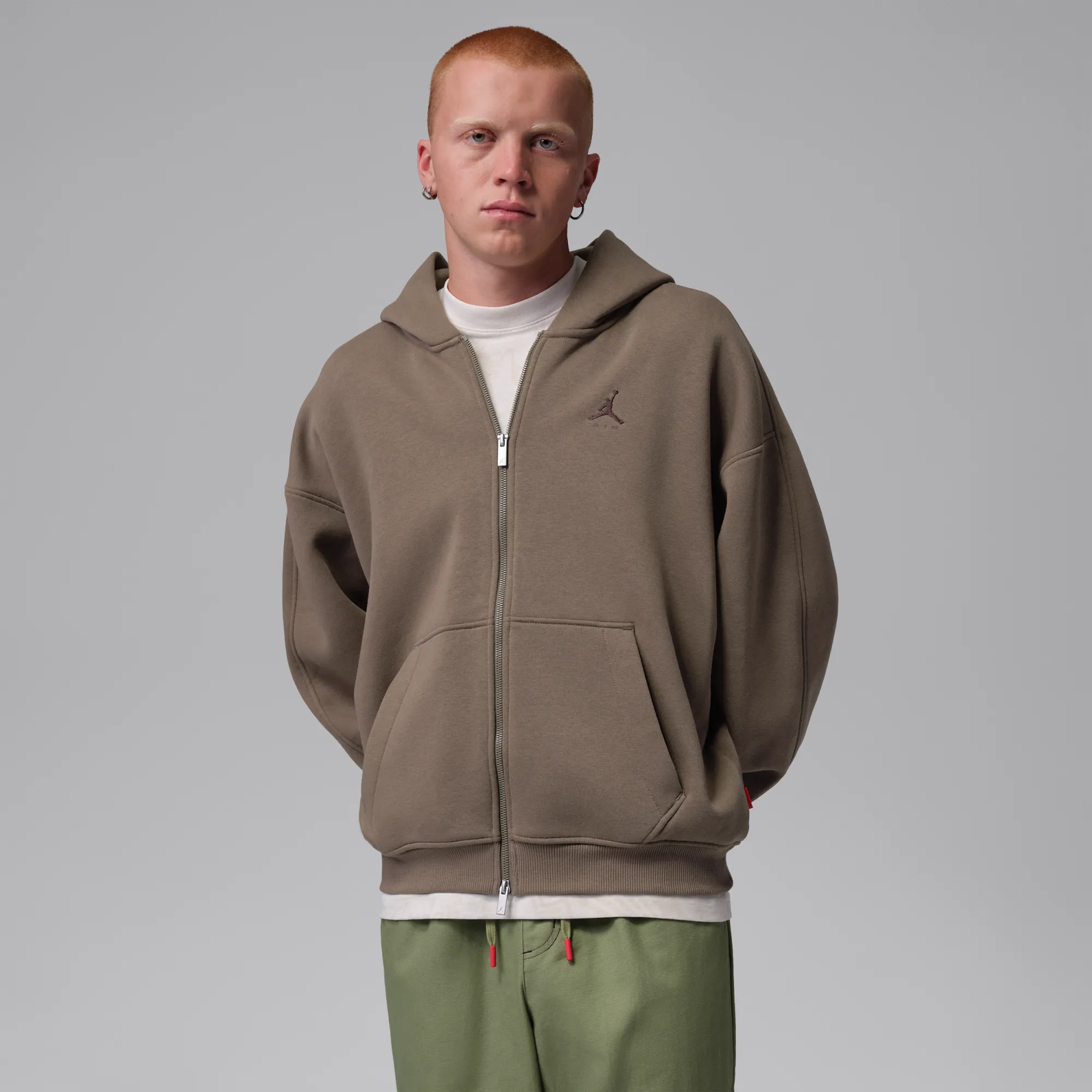 Nike Jordan Brooklyn Men's Oversized Fleece Full-Zip - Brown - Fleece