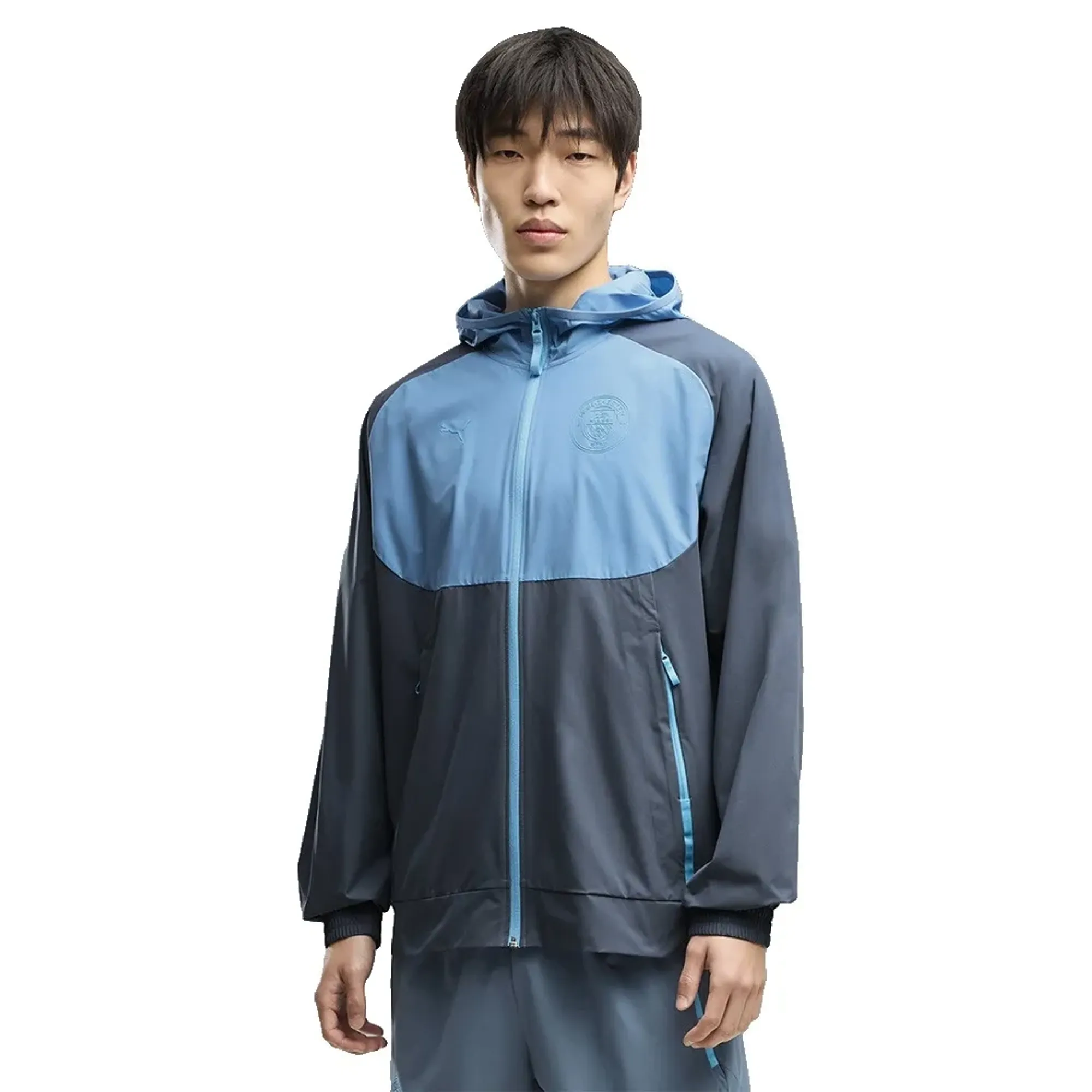 Manchester City PUMATECH Woven Full-Zip Jacket Men in Gray | Size 3XL