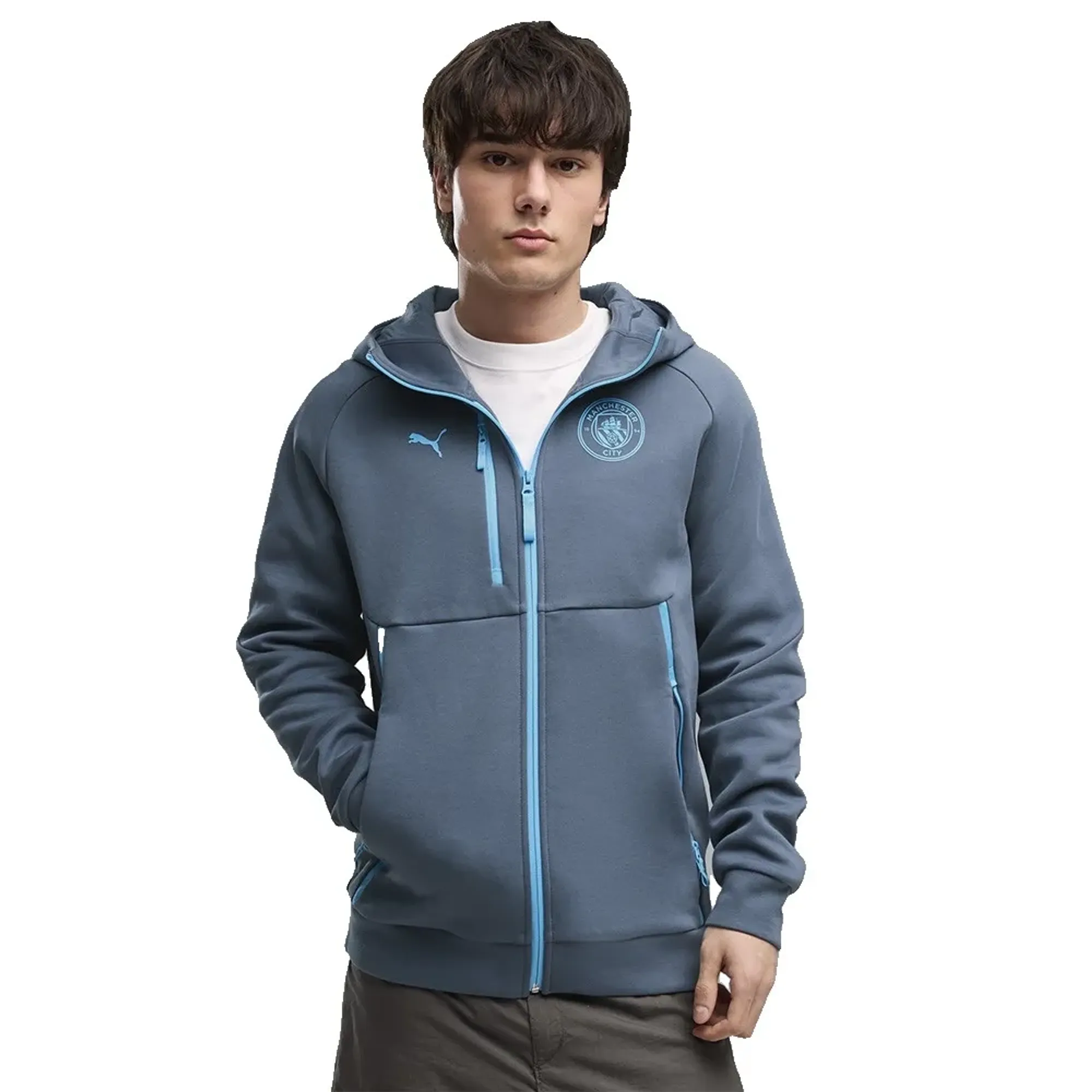 Manchester City PUMATECH Full-Zip Hoodie Men in Gray | Size 3XL