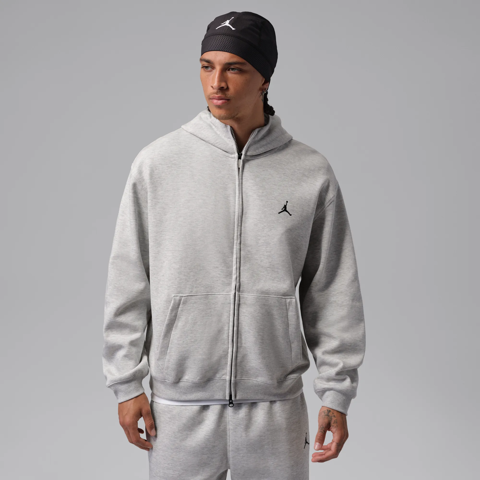 Nike Jordan Sport Hoop Fleece Men's Dri-FIT Full-Zip Hoodie - Grey - Fleece