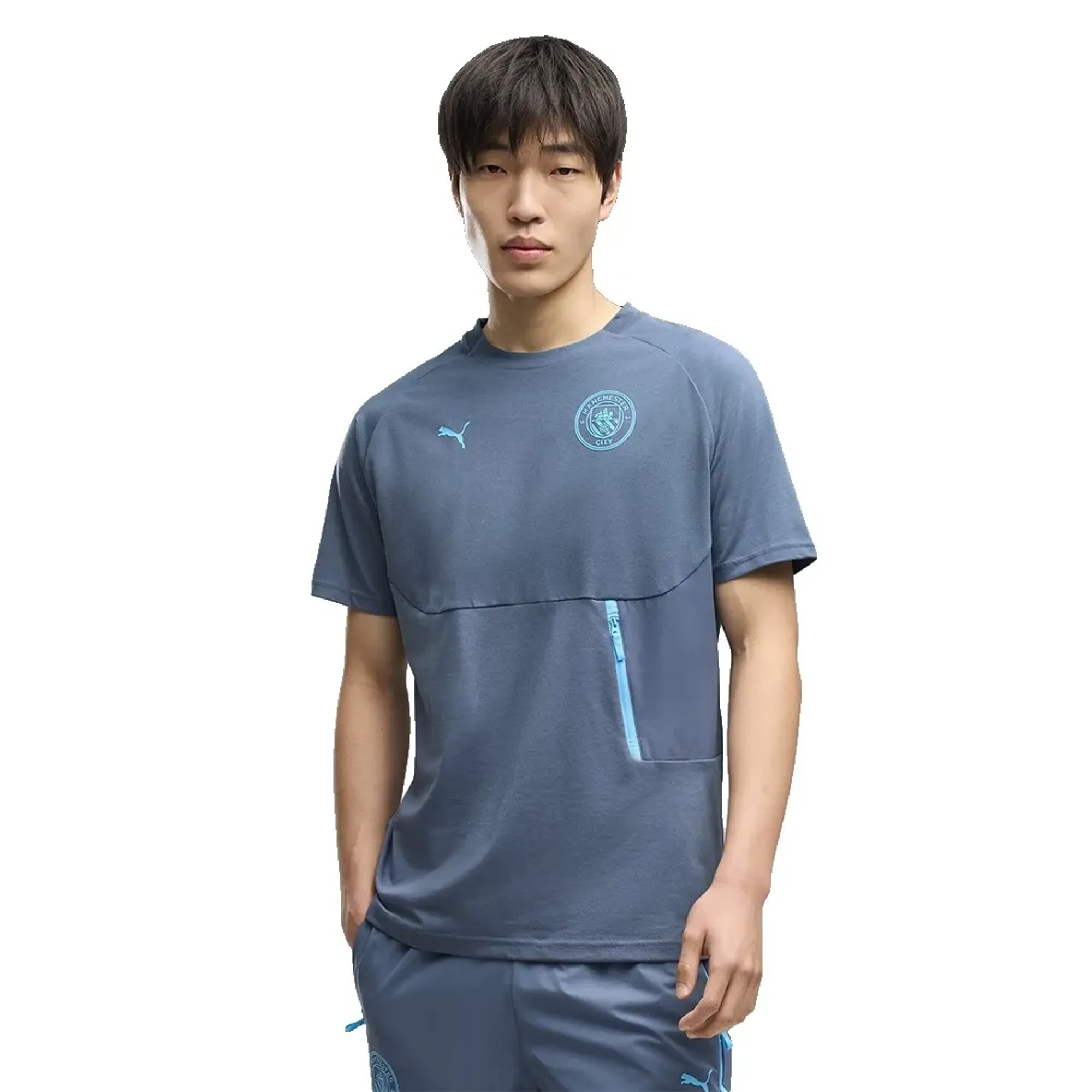 Manchester City PUMATECH Pocket T-Shirt Men in Gray | Size 3XL