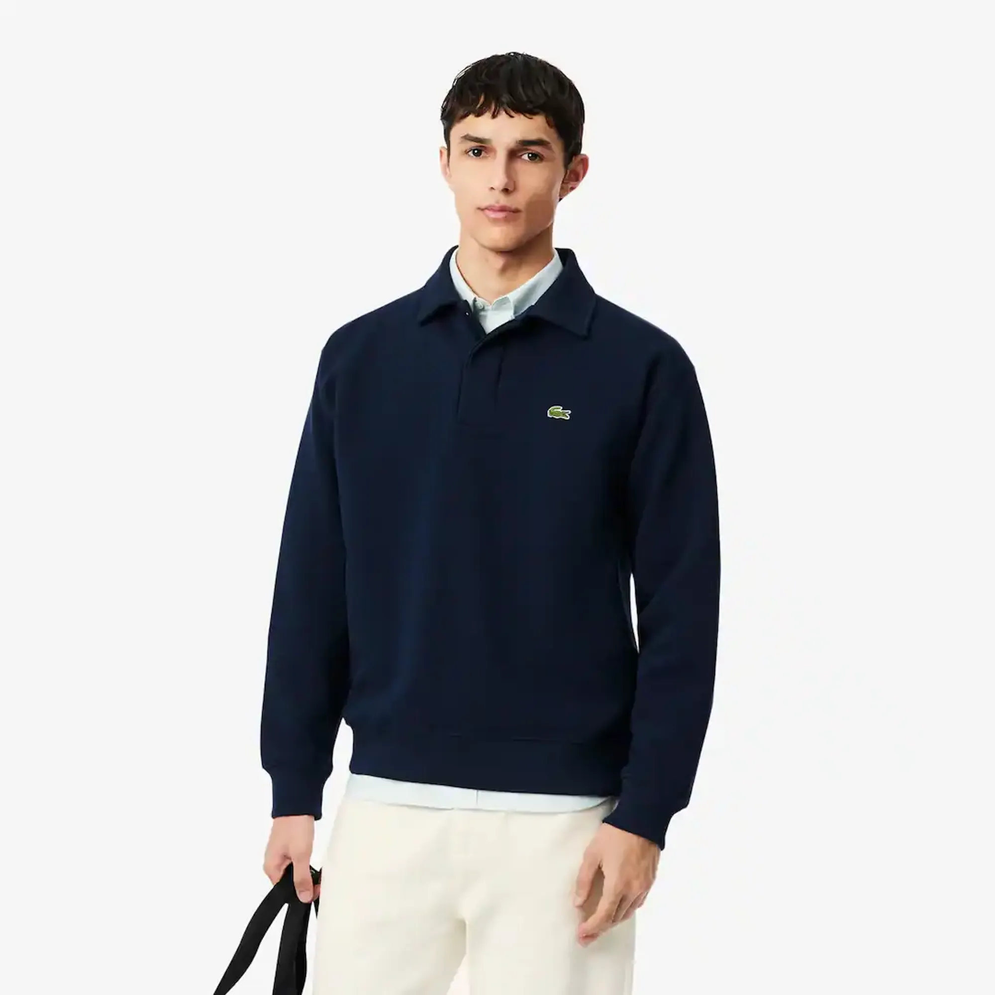 Lacoste Polo Collar Piqué Sweatshirt - Midnight Blue