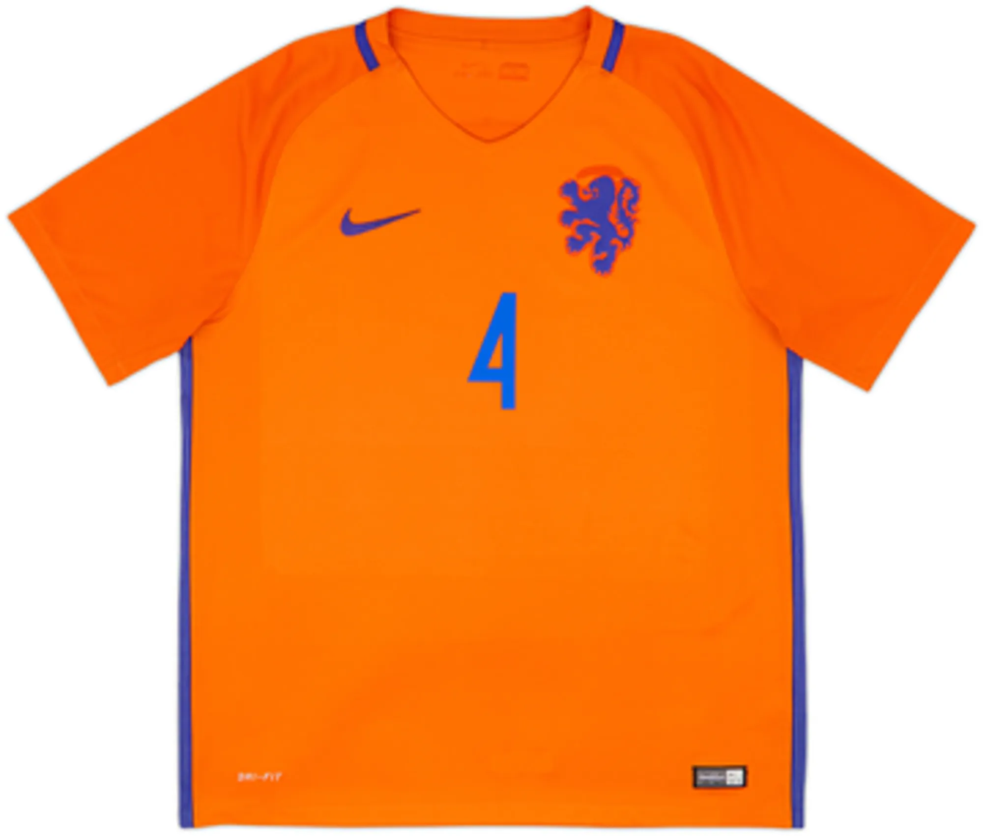 2016 Netherlands Home Shirt Virgil #4 - 4/10 - (L)
