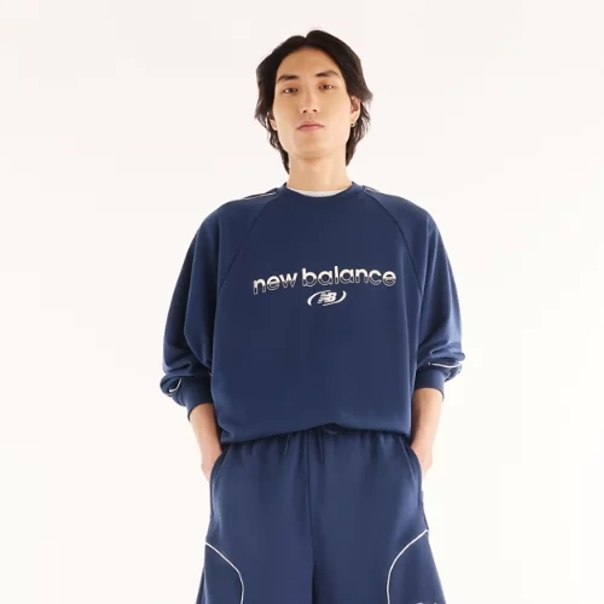 New Balance Men's Trackside French Terry Short 7" in Blue Poly Knit