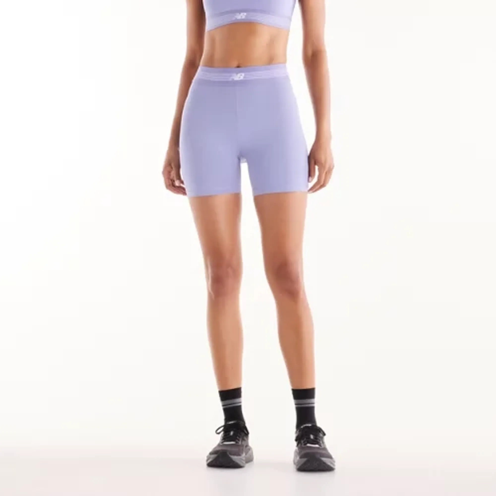 New Balance Women's AC Fitted Short 5" in Purple Poly Knit
