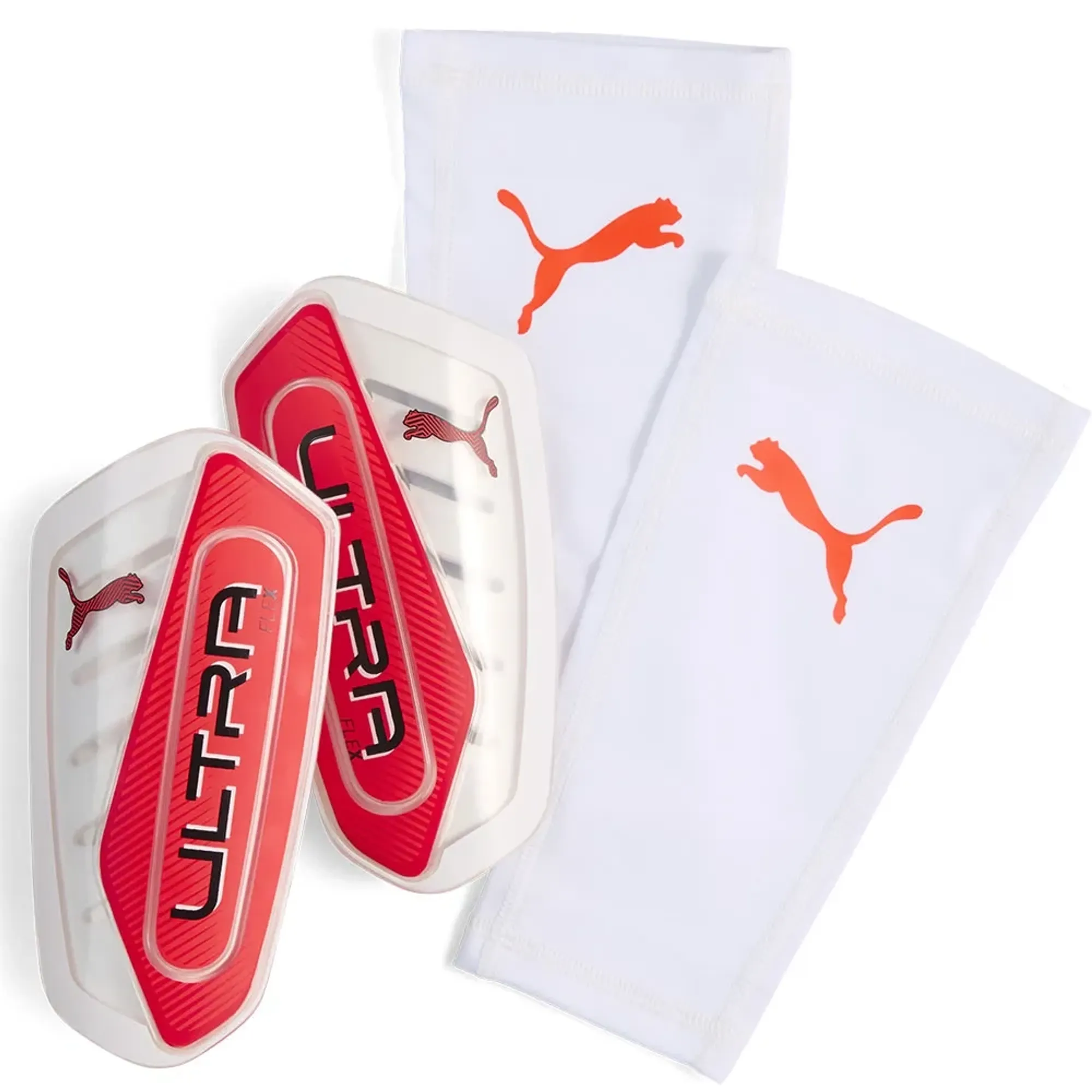 PUMA ULTRA Flex Football Sleeves Shinguards in White | Size Medium