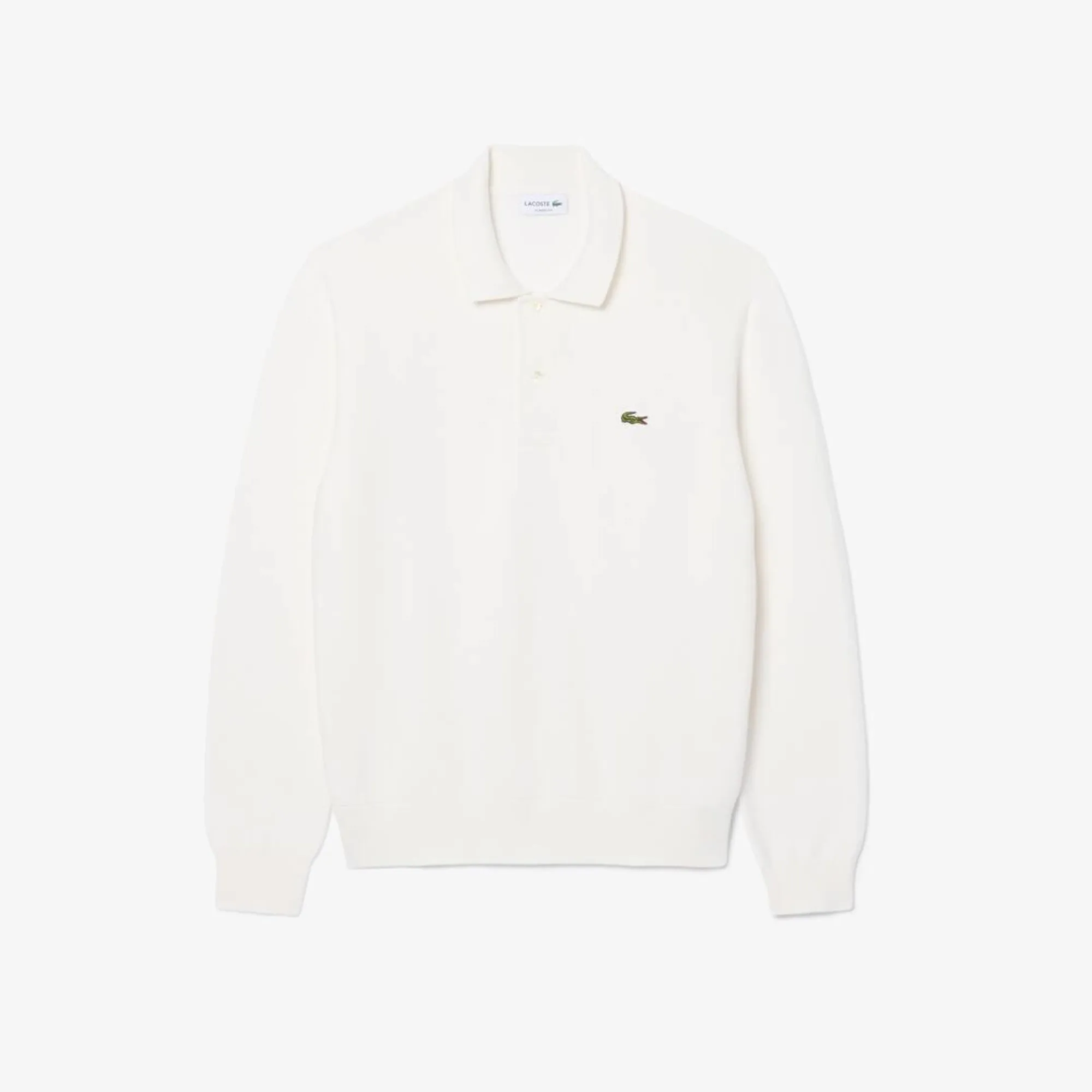 Lacoste Classic Fit Long Sleeved Knitted Polo Shirt - White