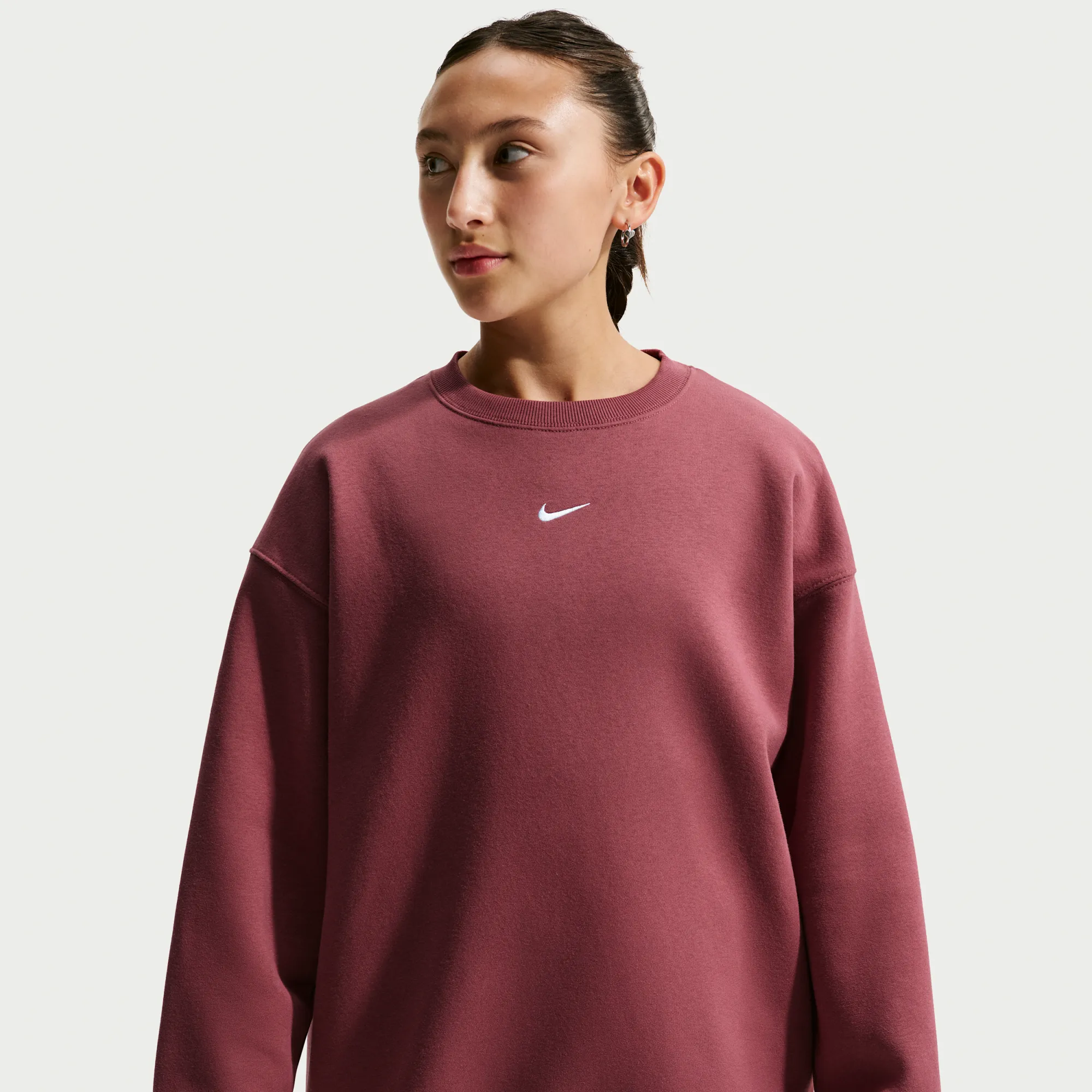 Nike Studio Oversized Crew-Neck Sweatshirt - Red - Fleece