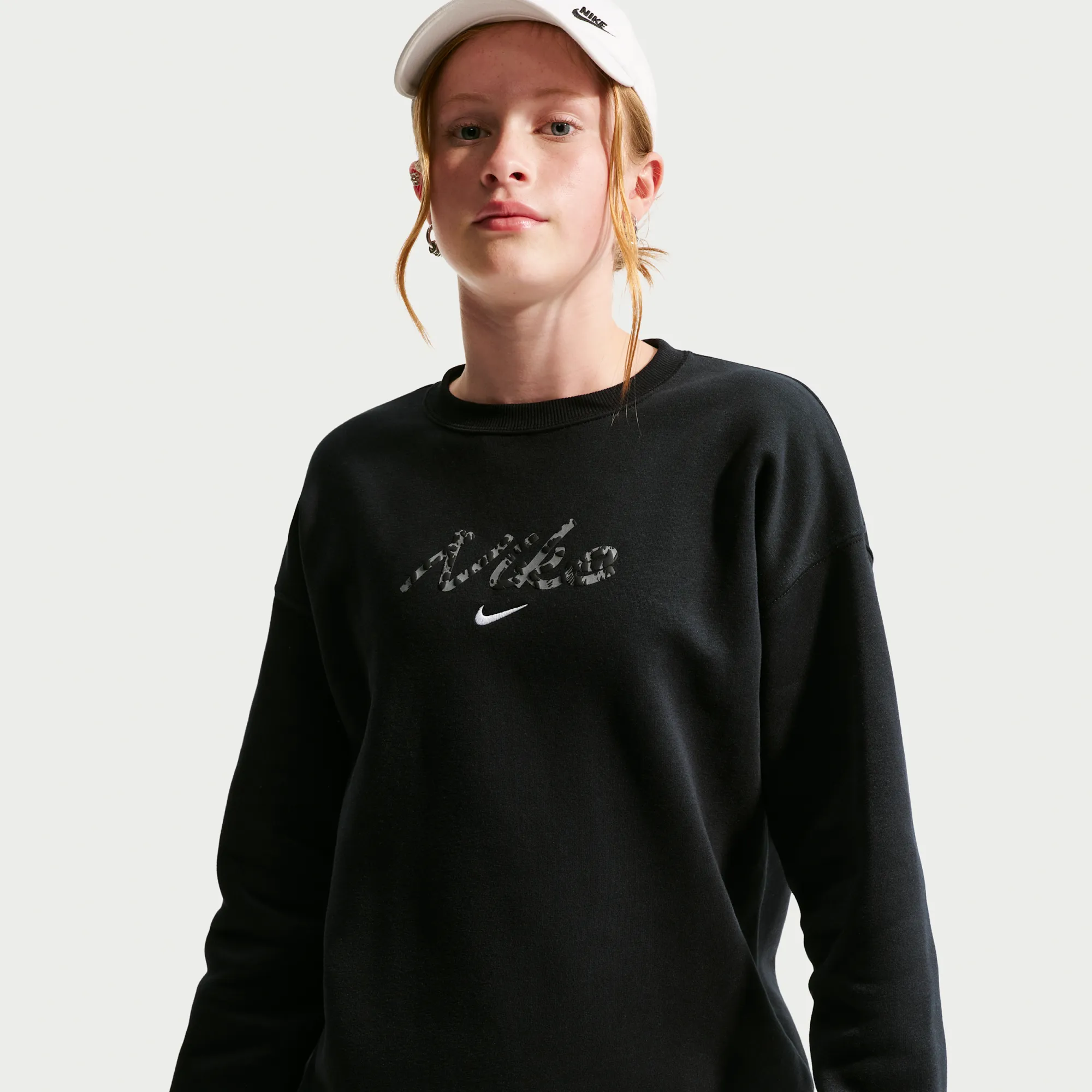 Nike Studio Oversized Crewneck Sweatshirt - Black - Fleece