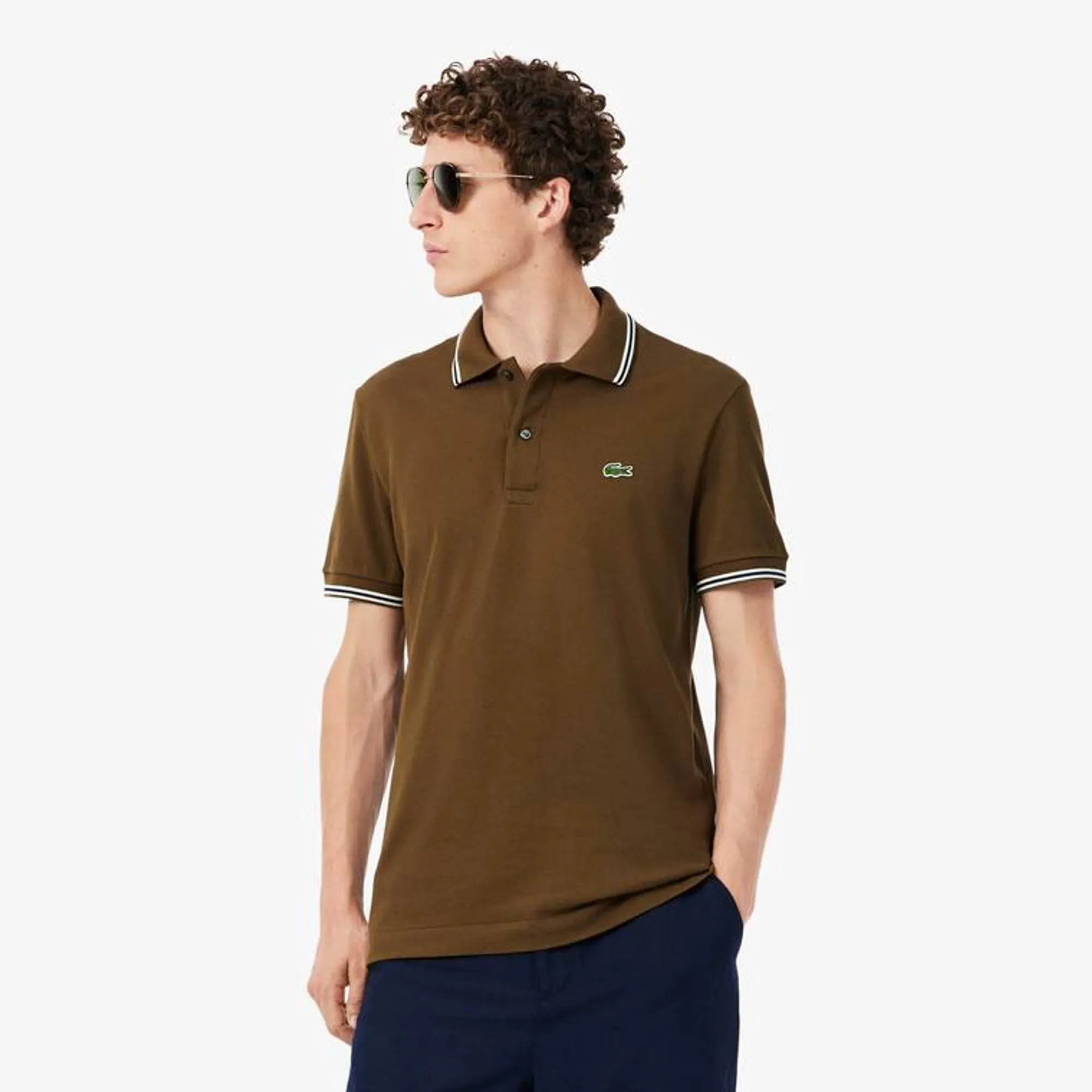 Lacoste Regular Fit Trim Accent L.12.12 Polo Shirt - Coffee Brown